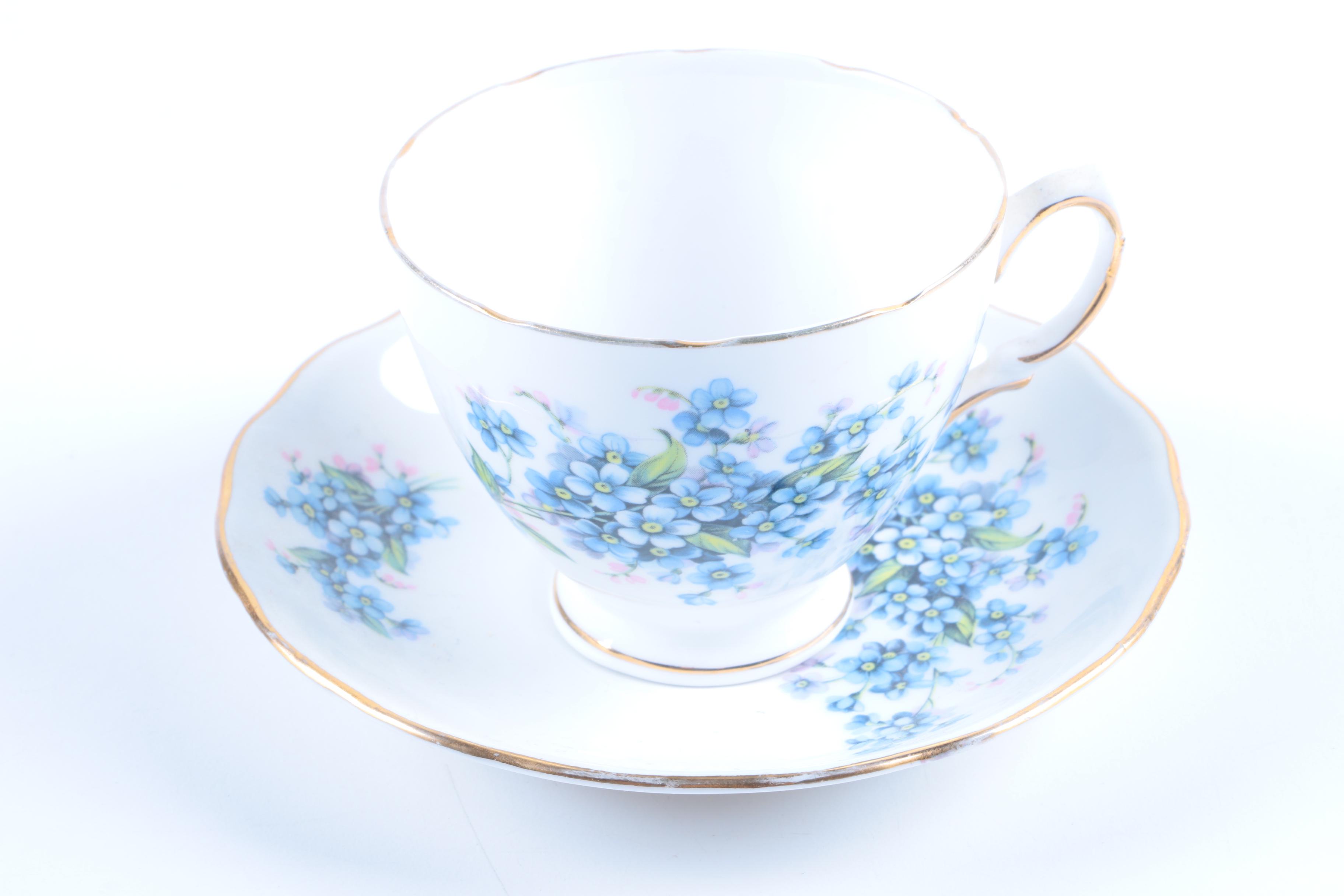 Bone China Teacup and Saucer Collection Including Royal Albert