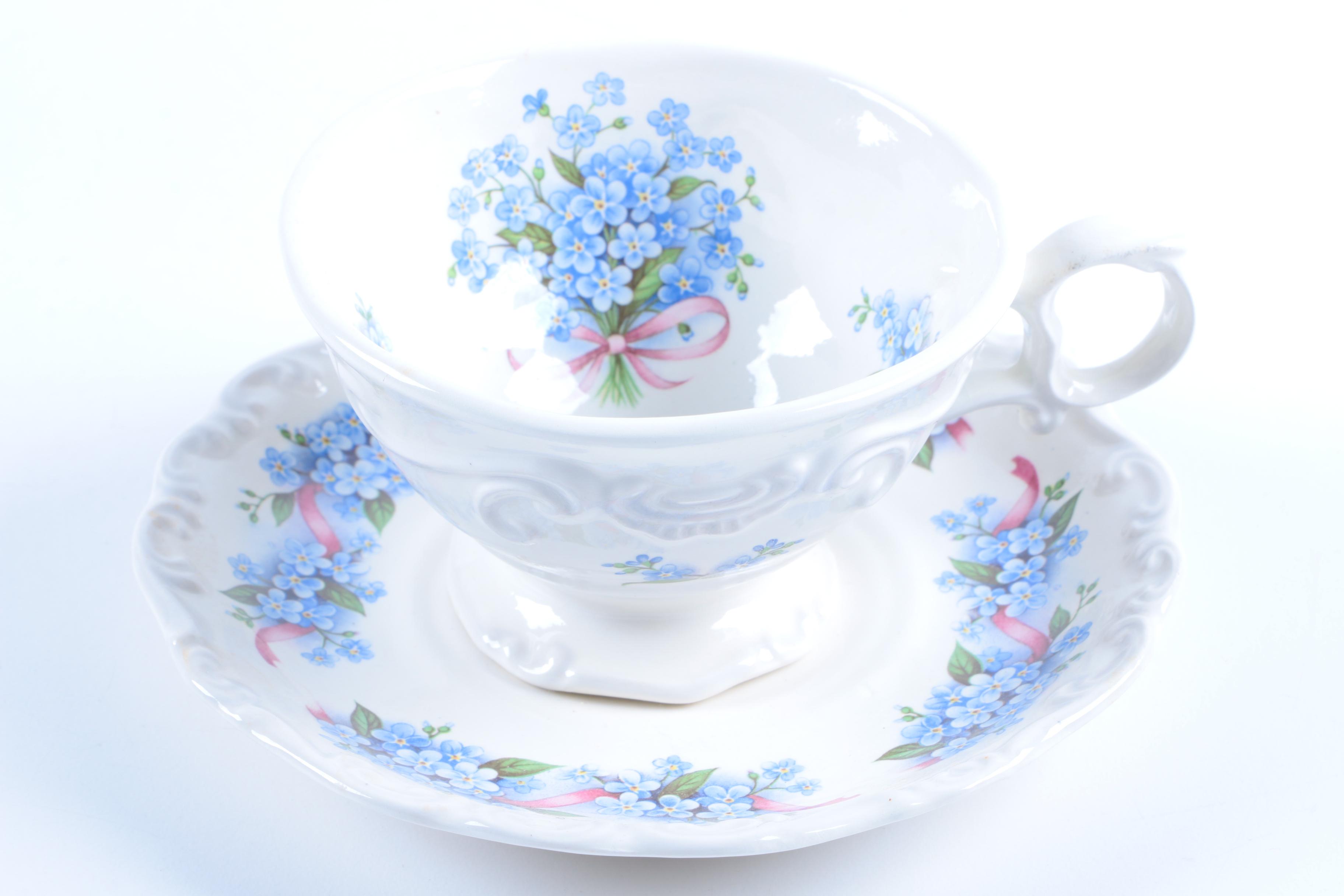 Bone China Teacup and Saucer Collection Including Royal Albert