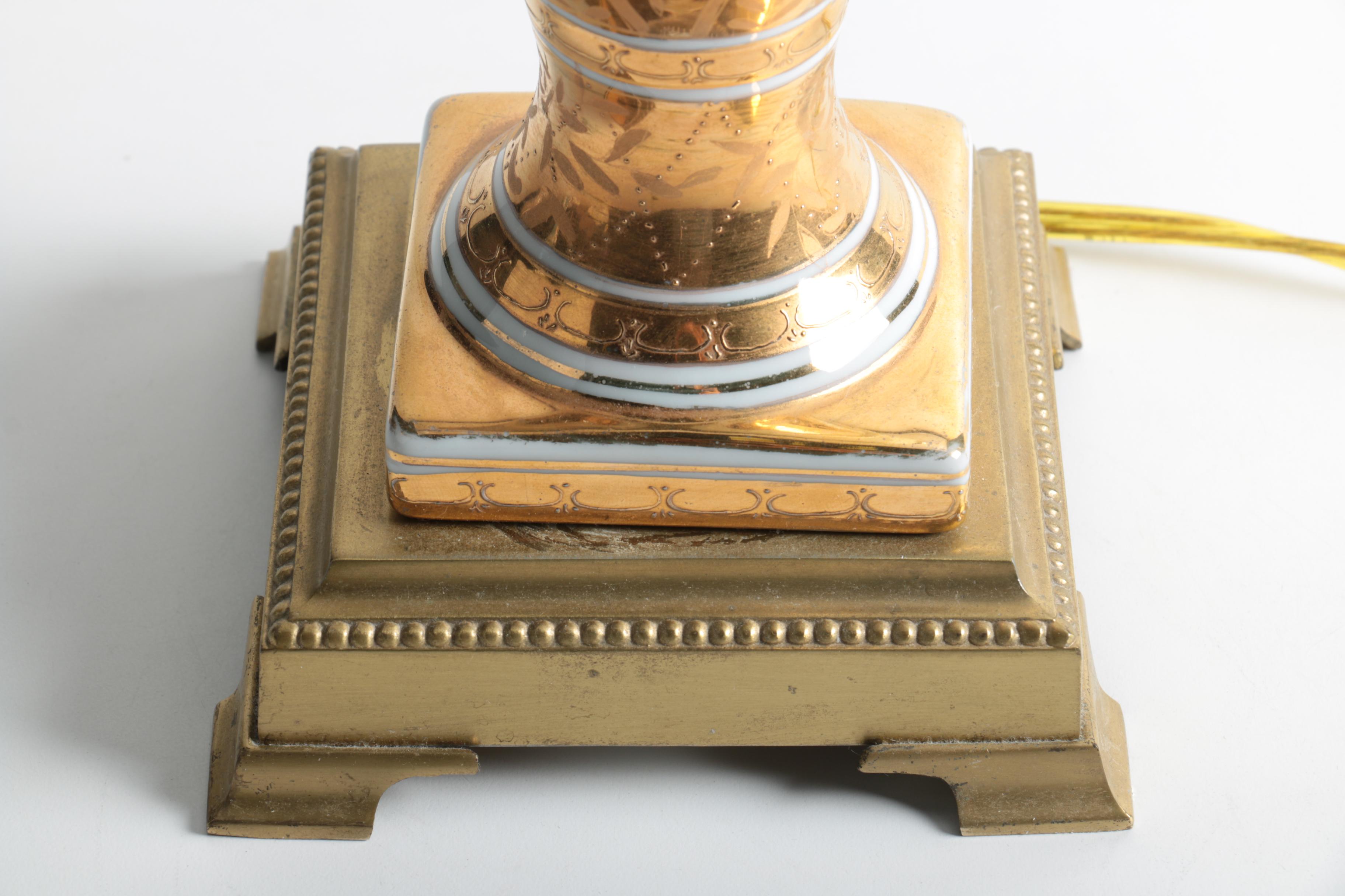 Victorian Style Gilded and Floral Ceramic Table Lamp