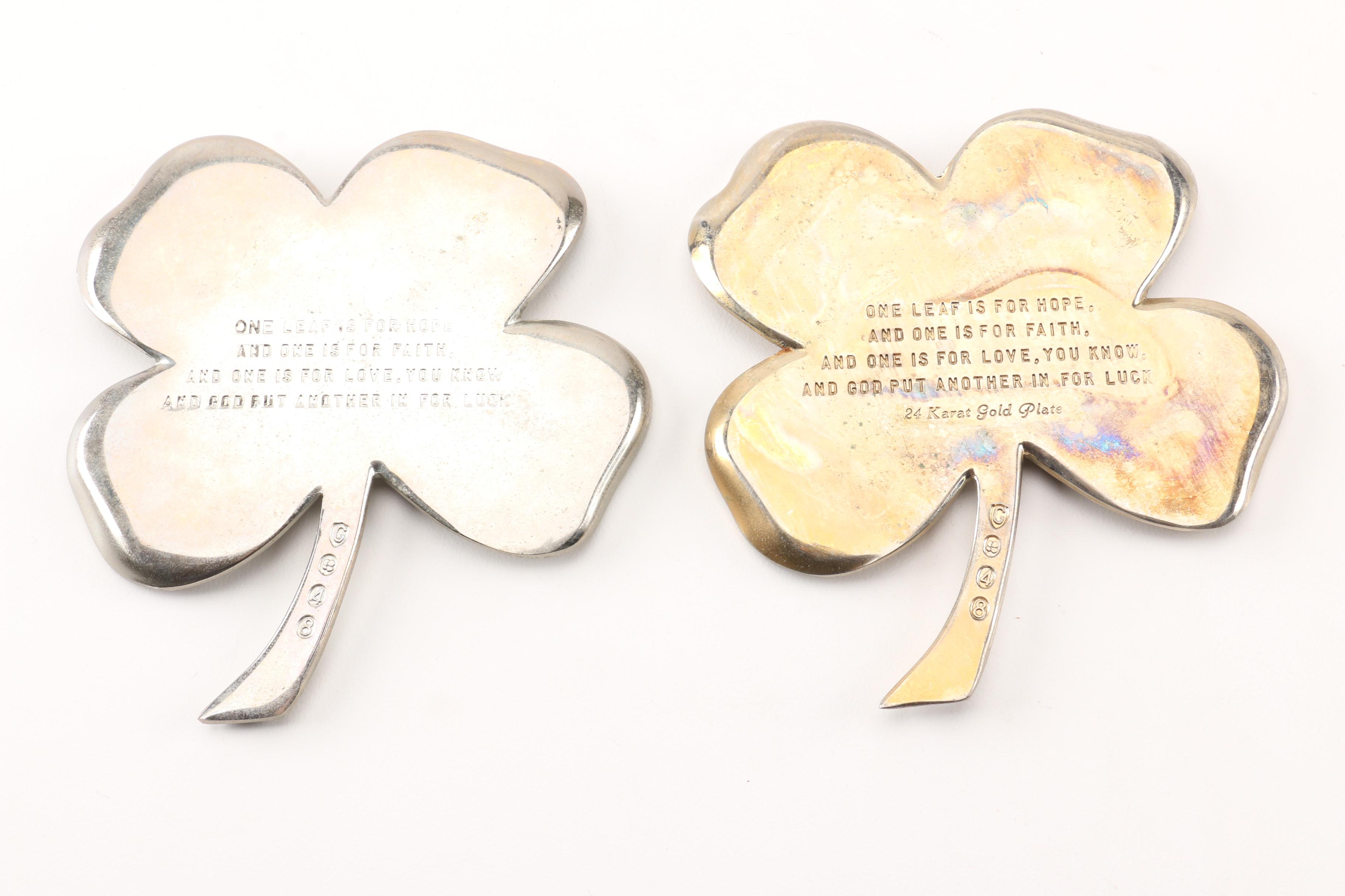 Gerity 24K Gold Plate Four-Leaf Clovers