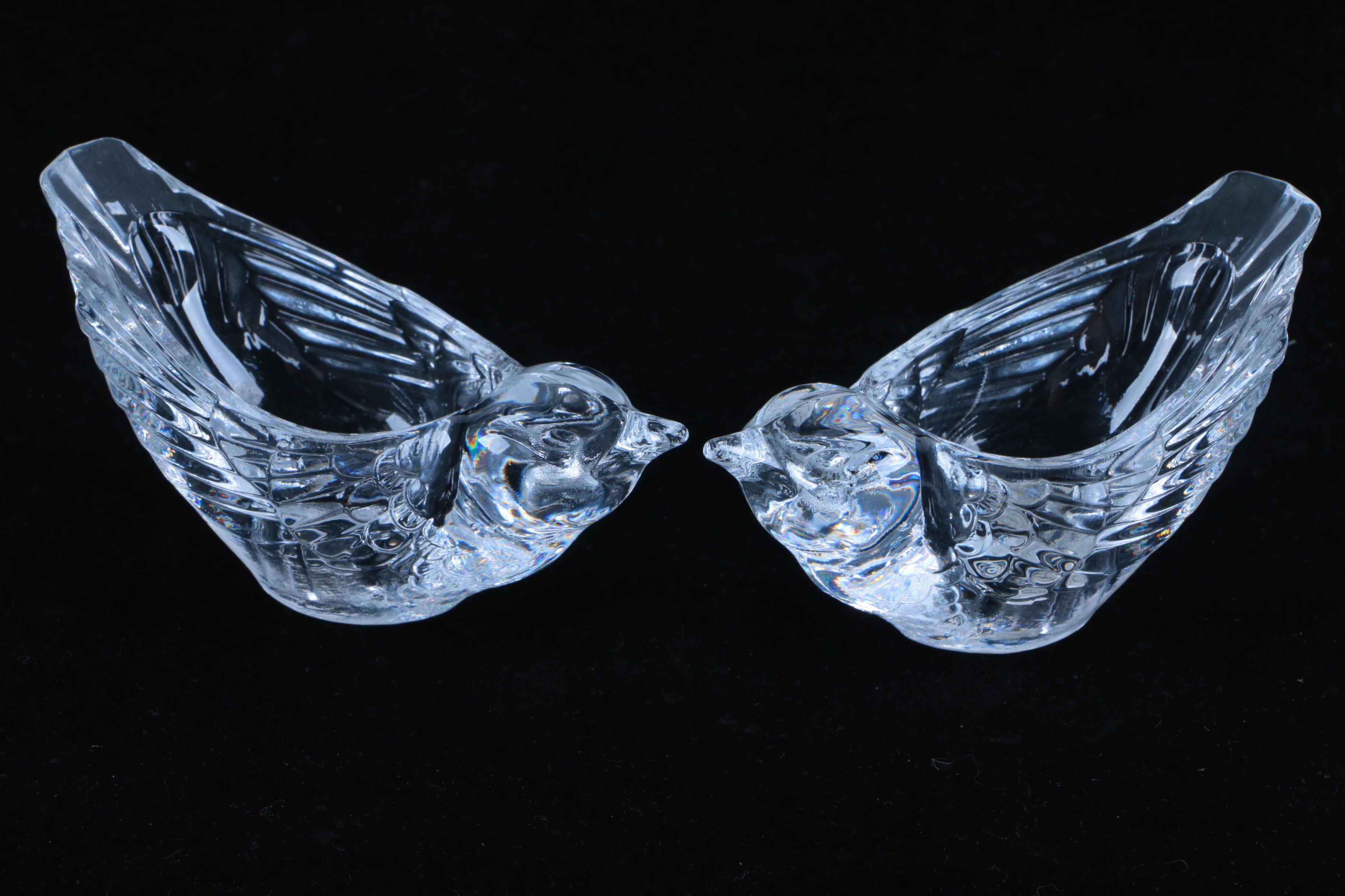 Glass and Crystal Bird Candle Holders and Decor featuring Cristal D'Arques