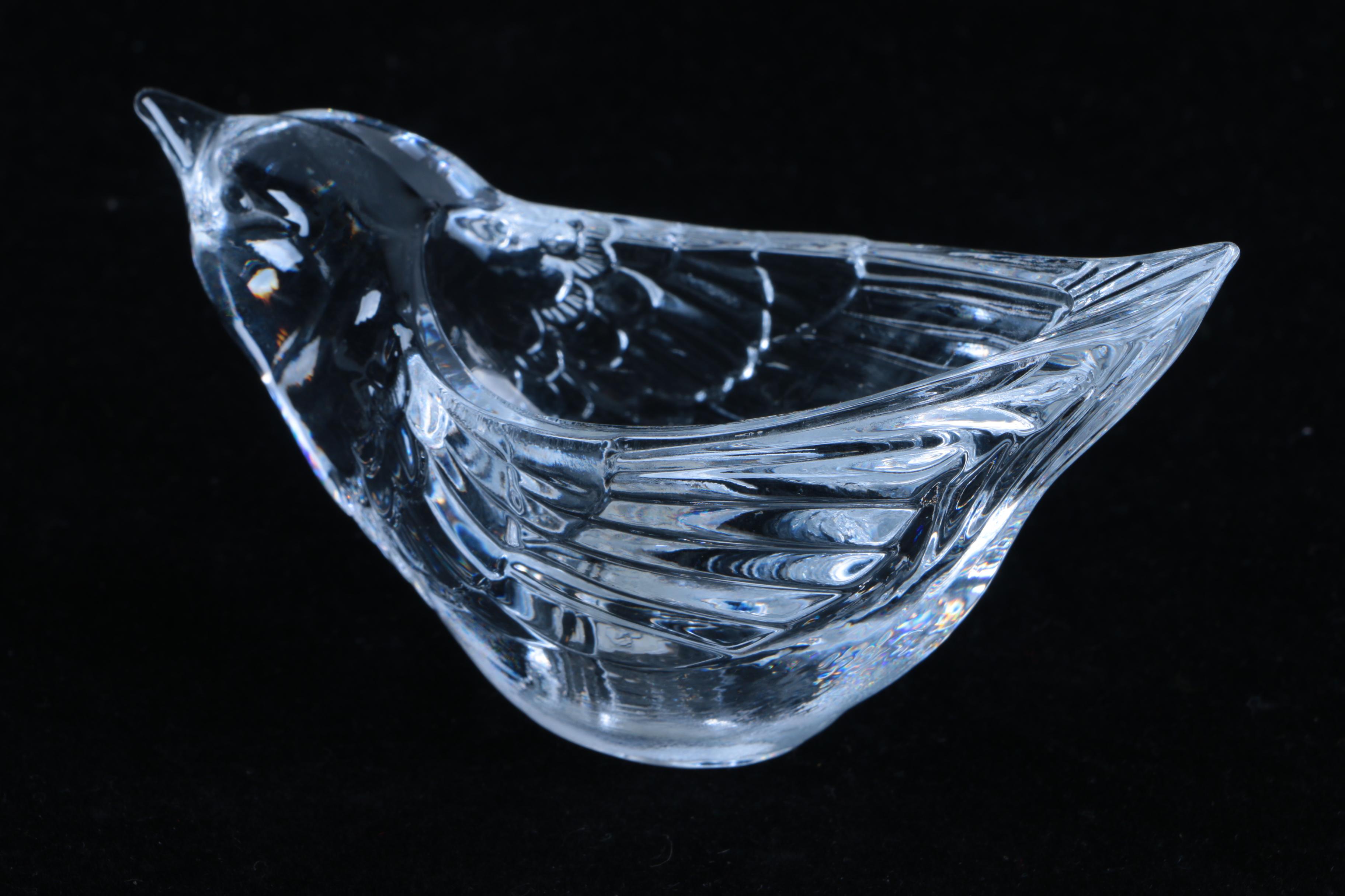 Glass and Crystal Bird Candle Holders and Decor featuring Cristal D'Arques