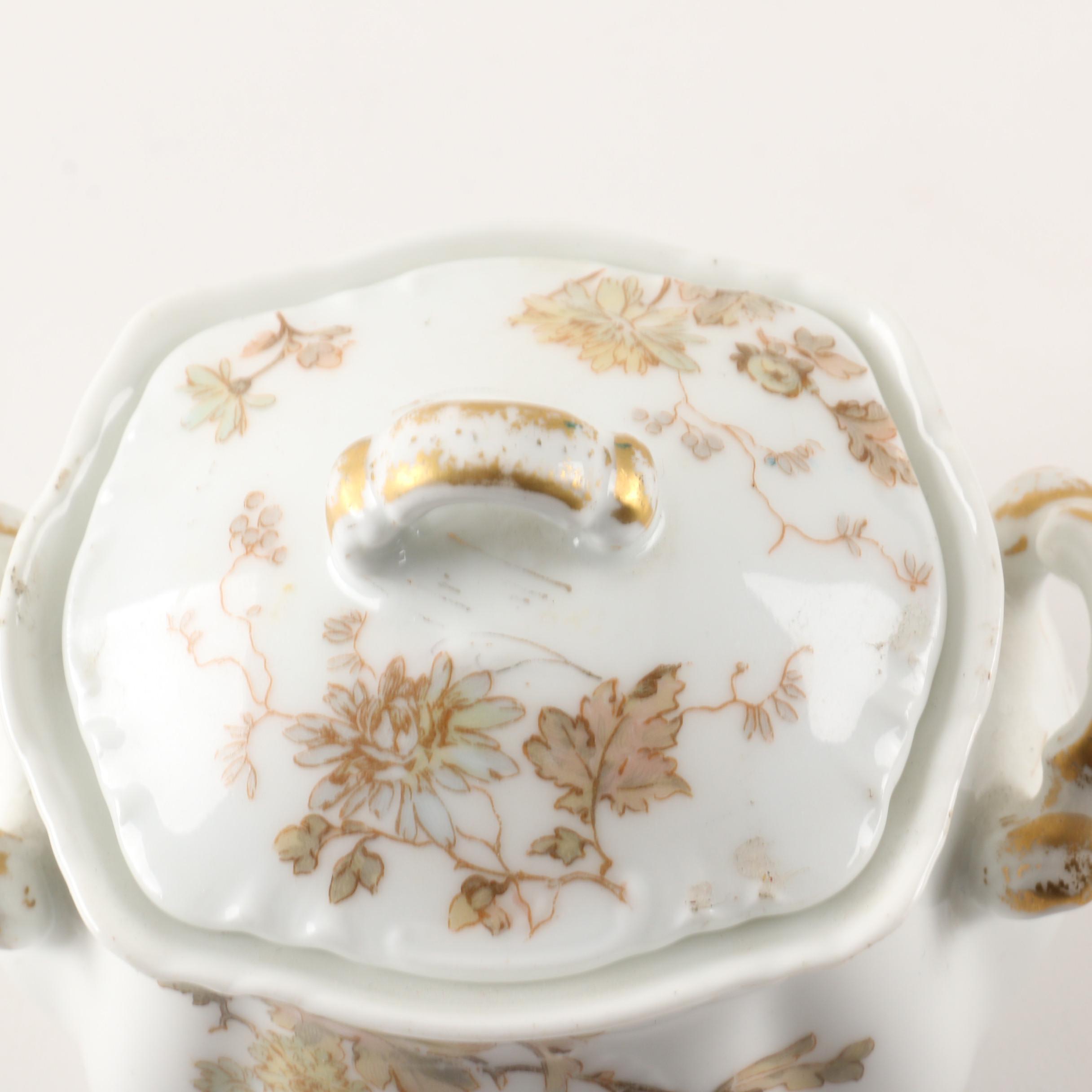Antique Haviland & Co Limoges for Chas B. Edwards & Co Lidded Sucre 1889-96