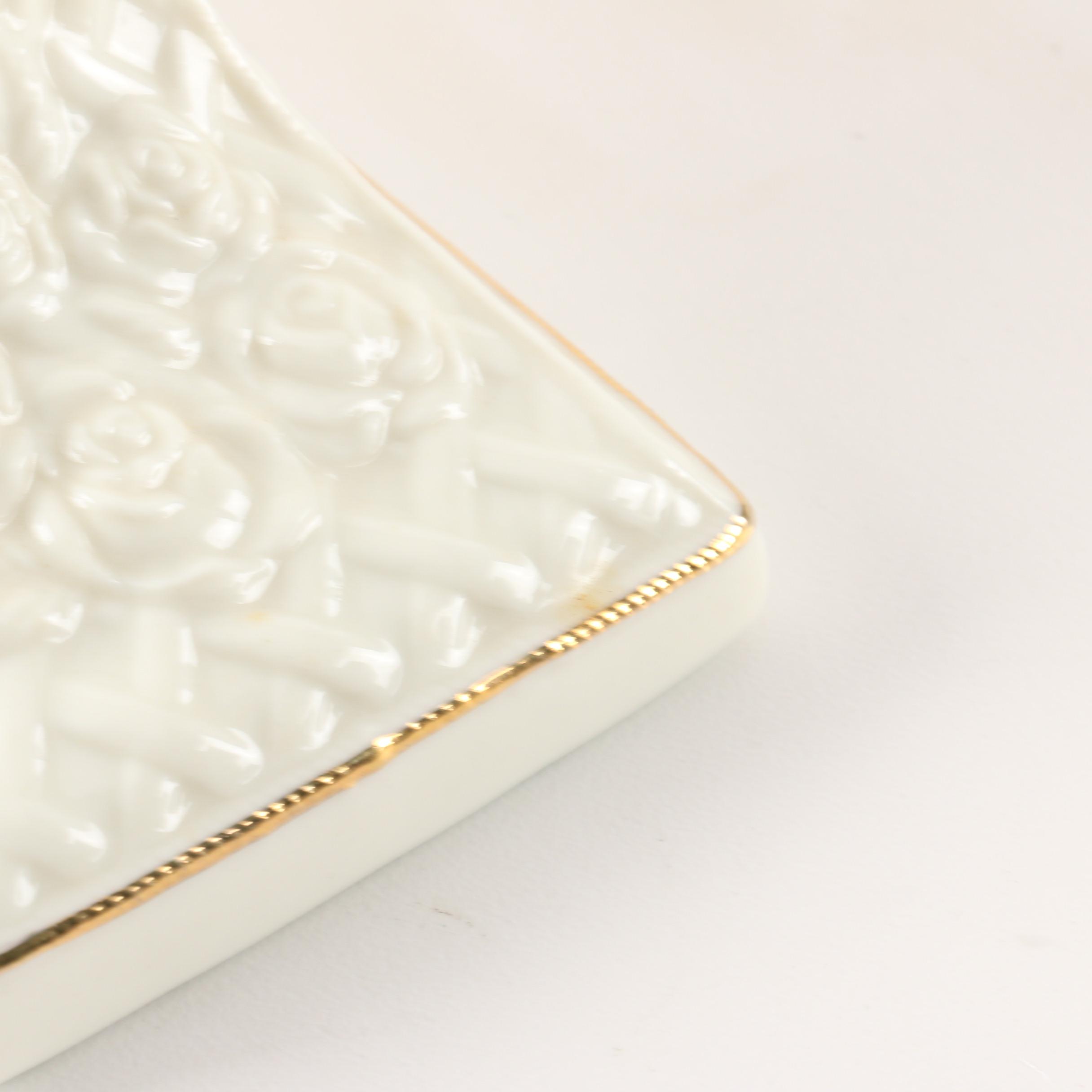 Madison Avenue White Porcelain Tambour Mantel Clock