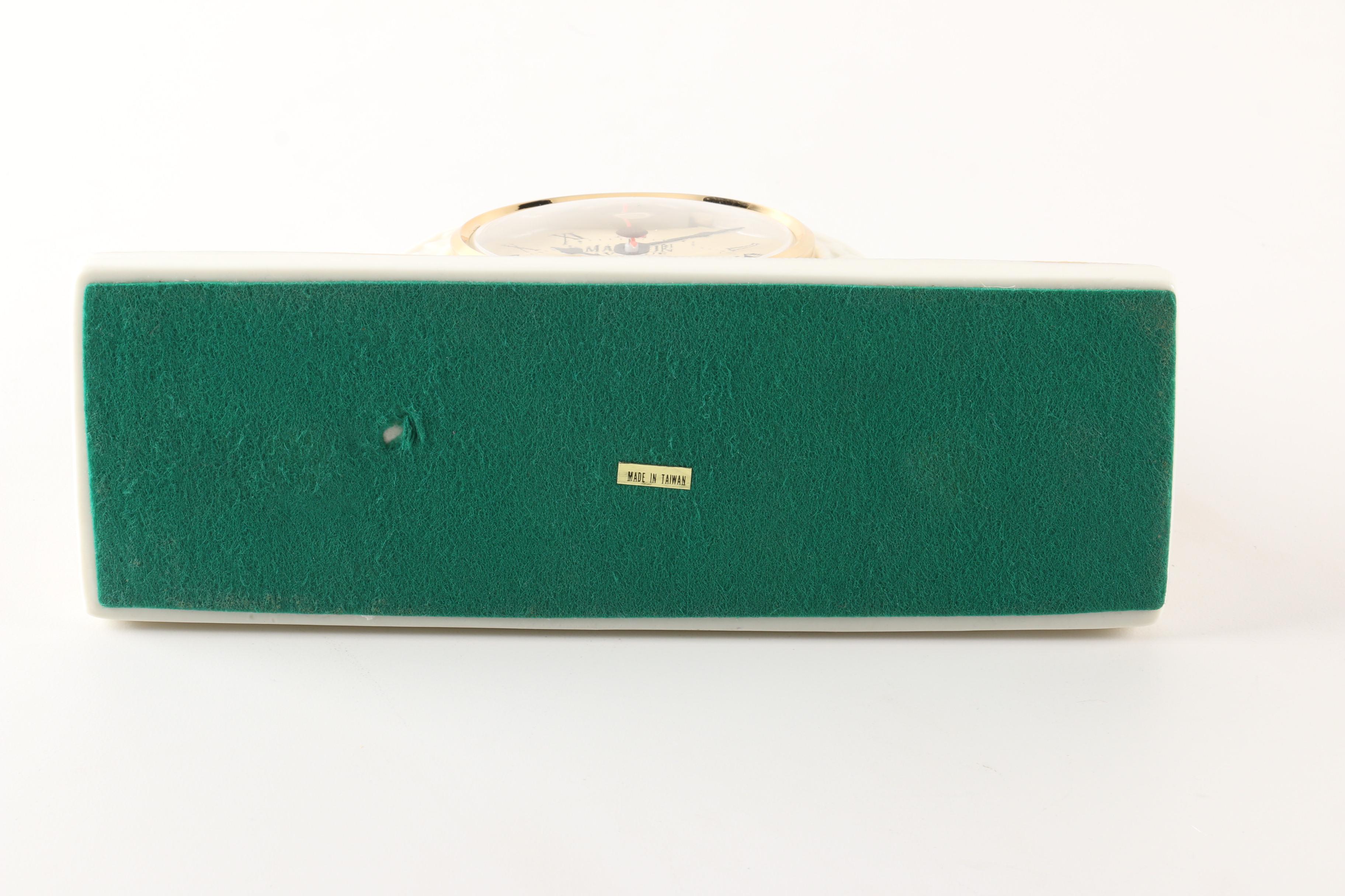 Madison Avenue White Porcelain Tambour Mantel Clock