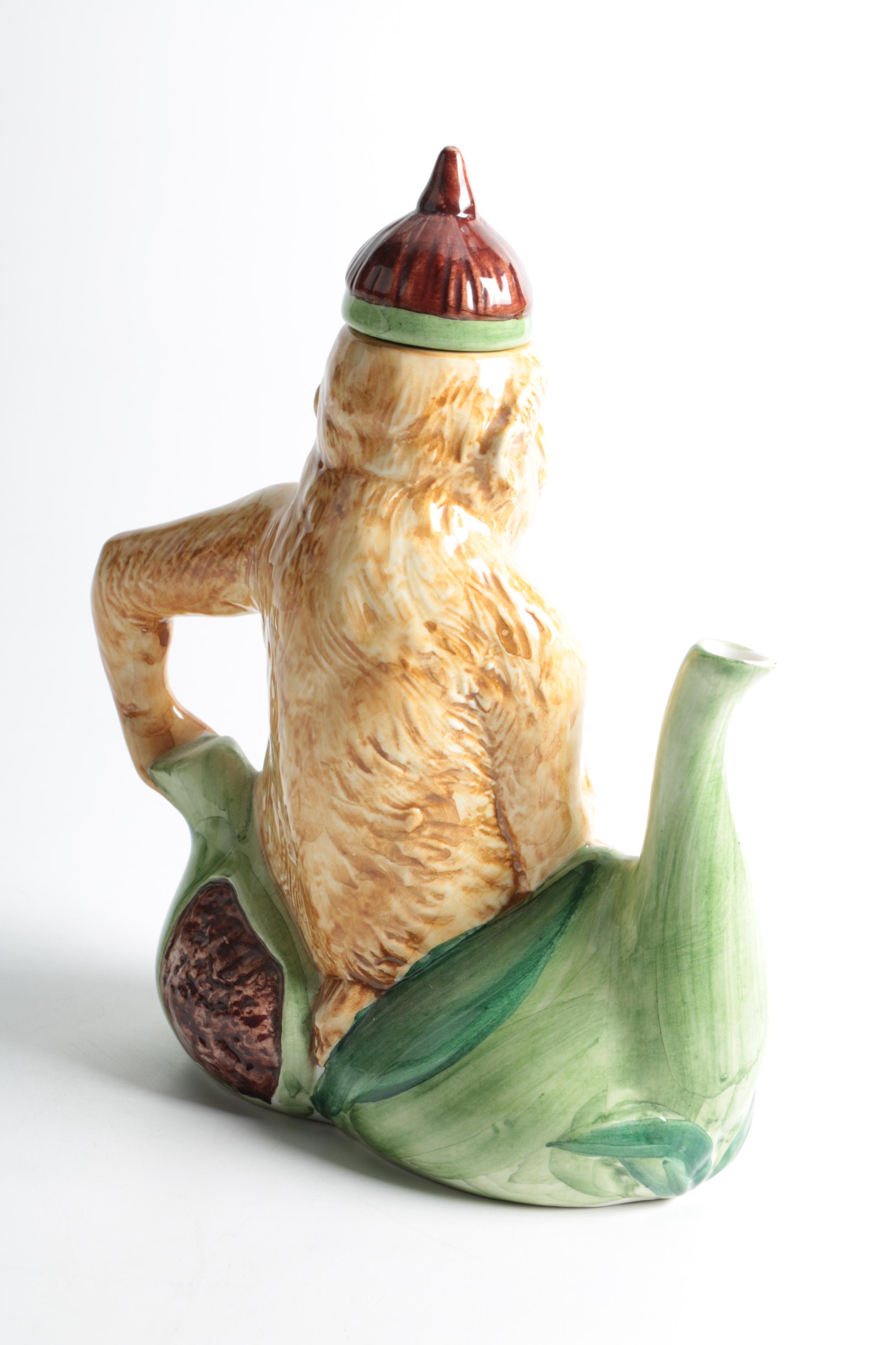 Italian Monkey and Bernard Carant Bird Figural Teapots