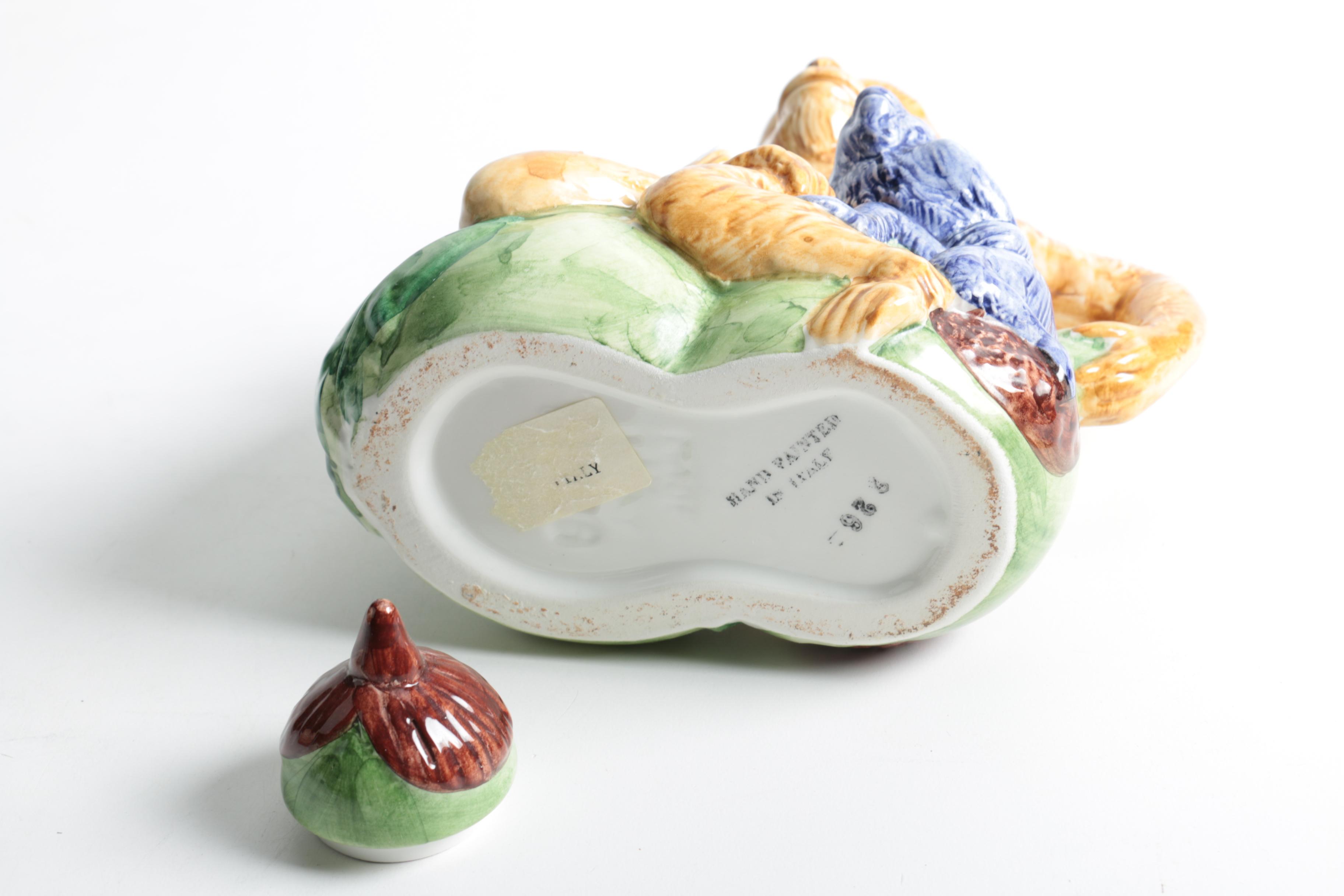 Italian Monkey and Bernard Carant Bird Figural Teapots