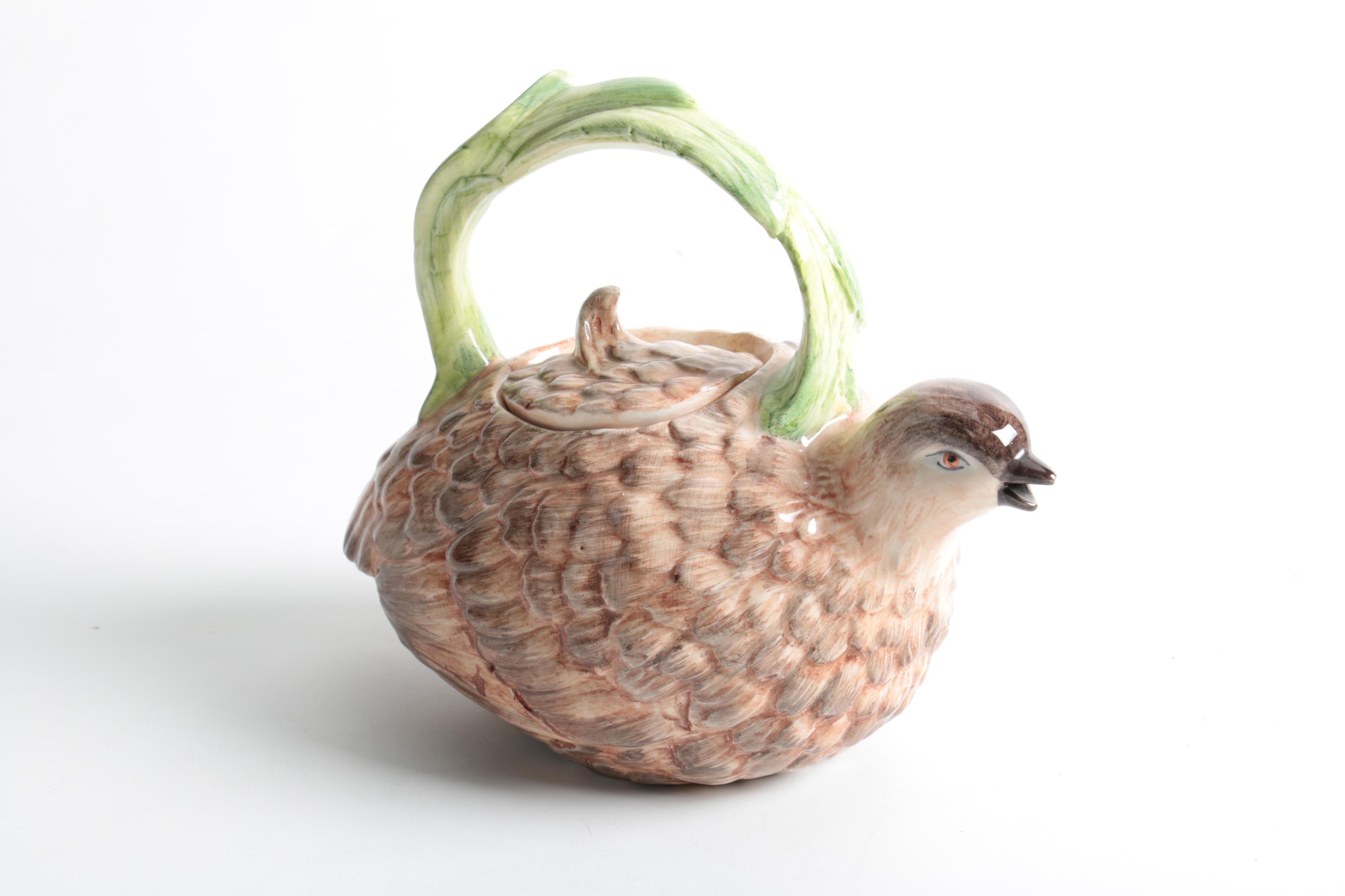 Italian Monkey and Bernard Carant Bird Figural Teapots