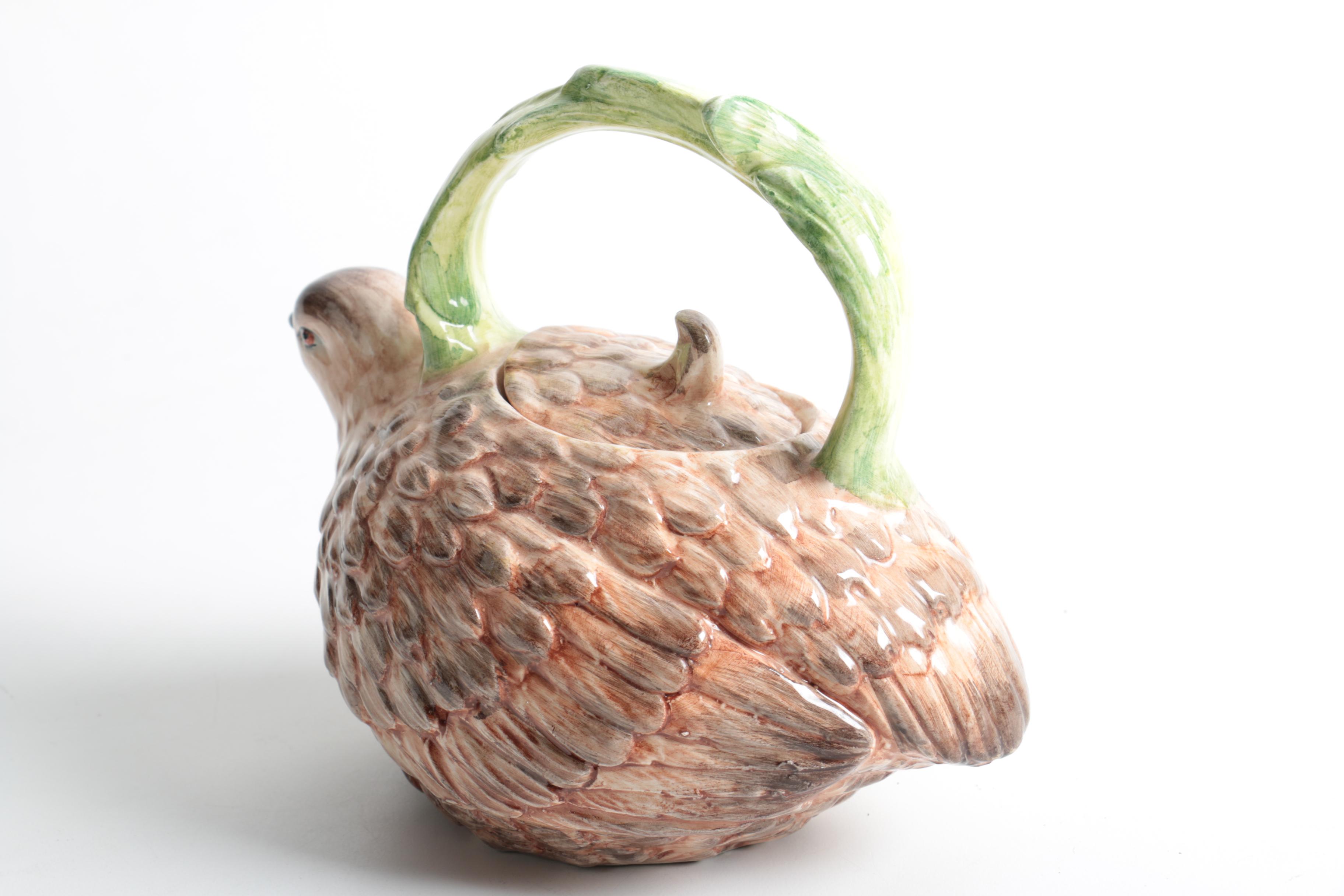 Italian Monkey and Bernard Carant Bird Figural Teapots