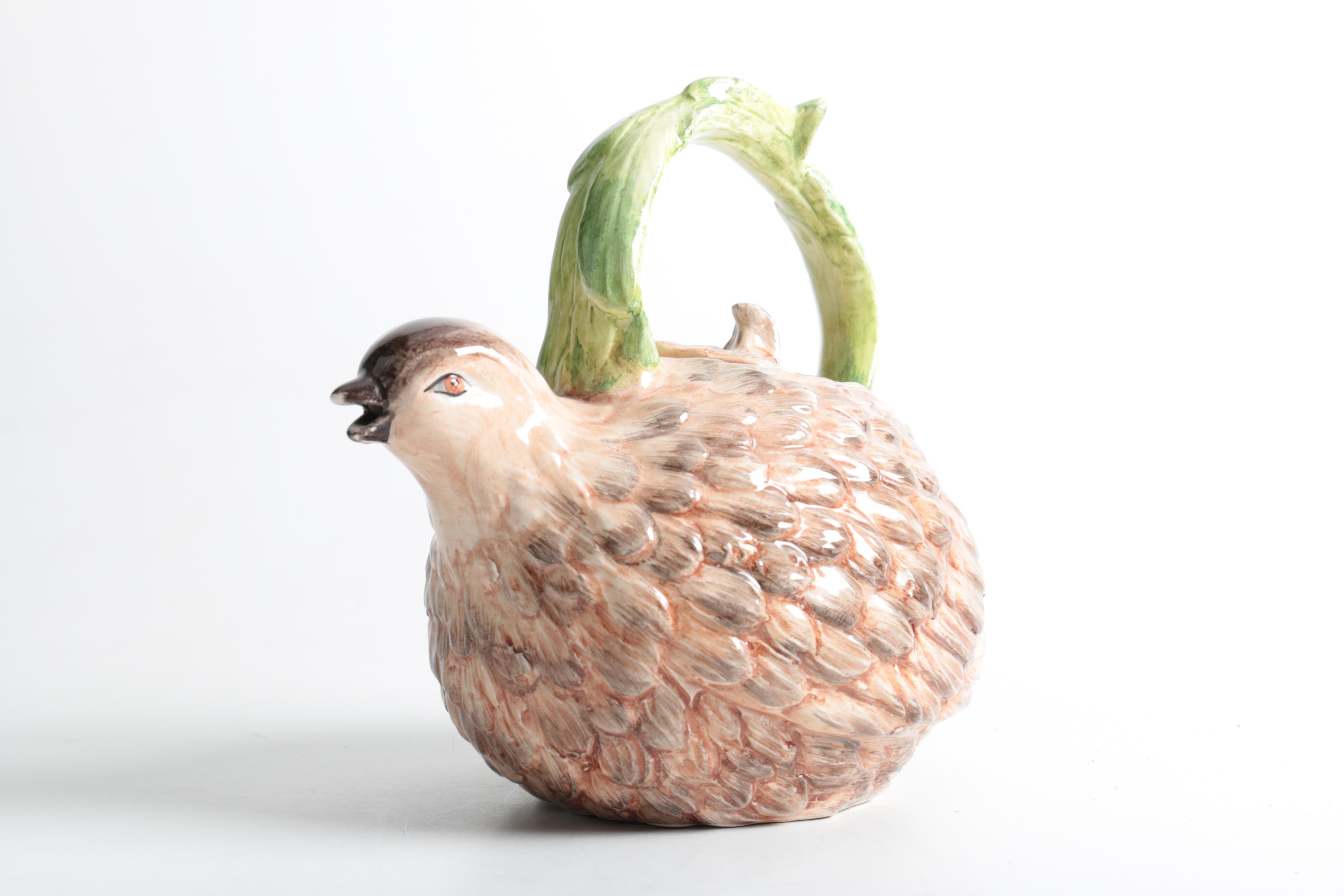 Italian Monkey and Bernard Carant Bird Figural Teapots