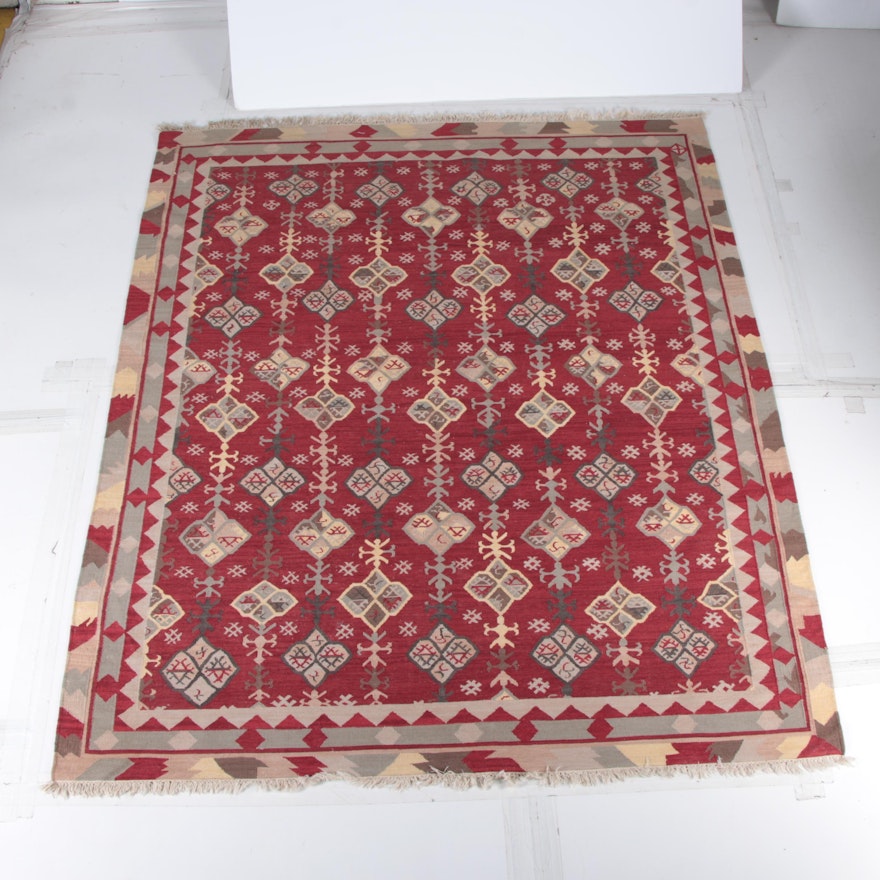 Handwoven Kilim Wool Area Rug