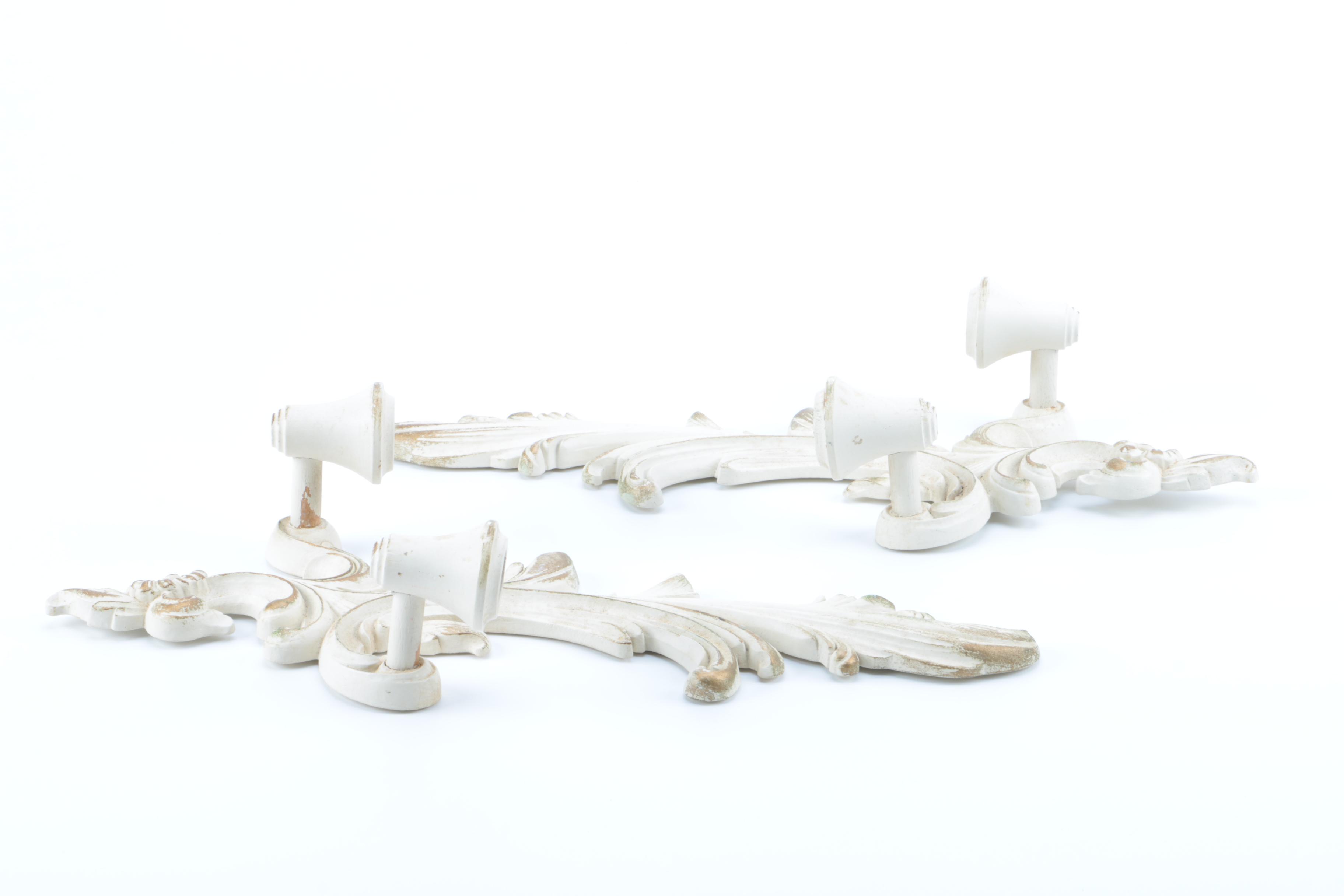 Syroco Wood White Painted Wooden Wall Sconces