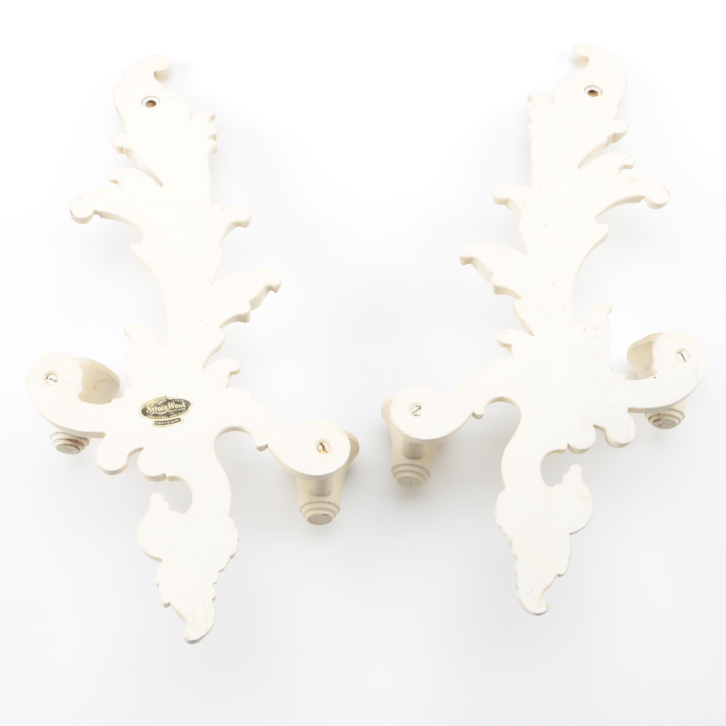 Syroco Wood White Painted Wooden Wall Sconces