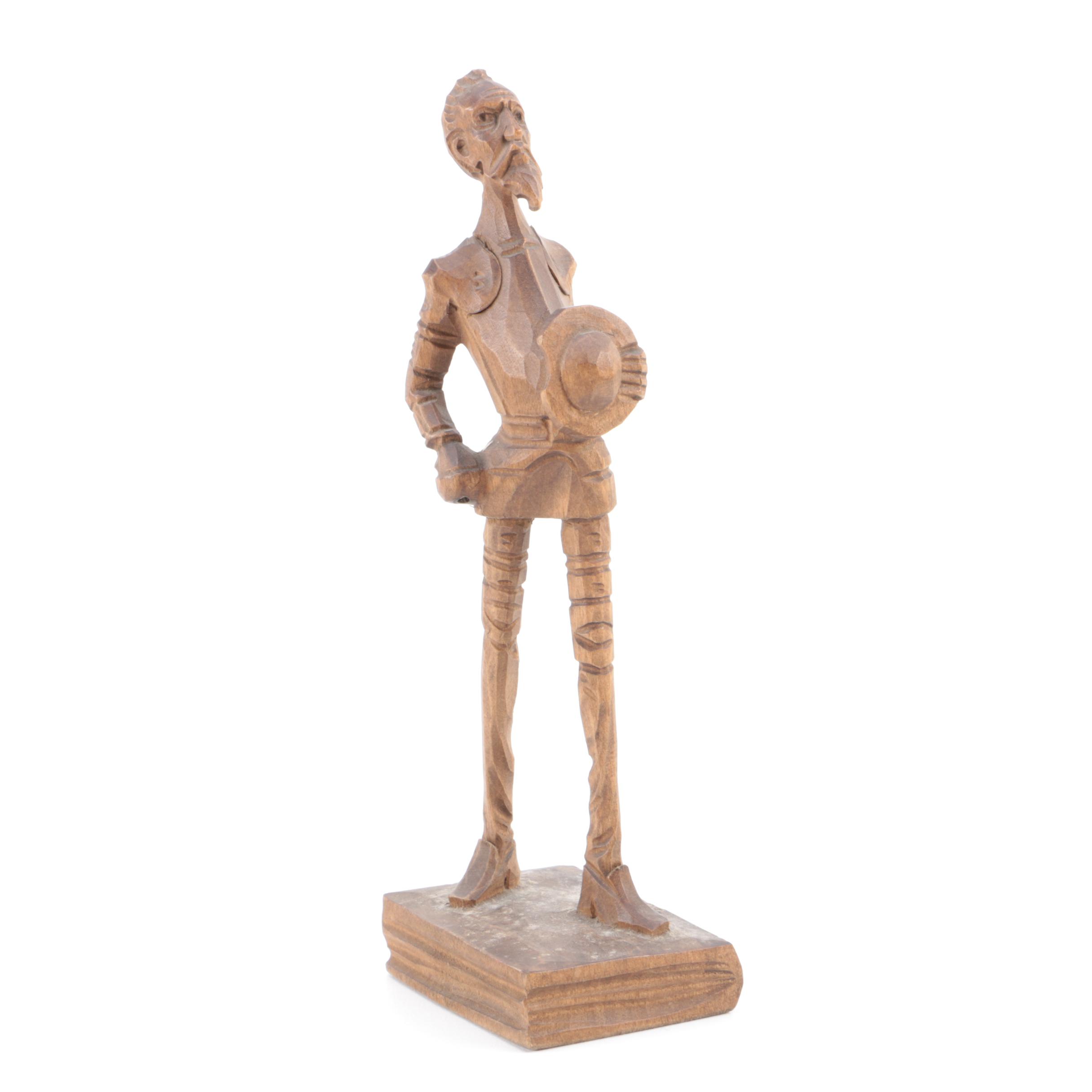 Wood Carved Don Quixote Figurine