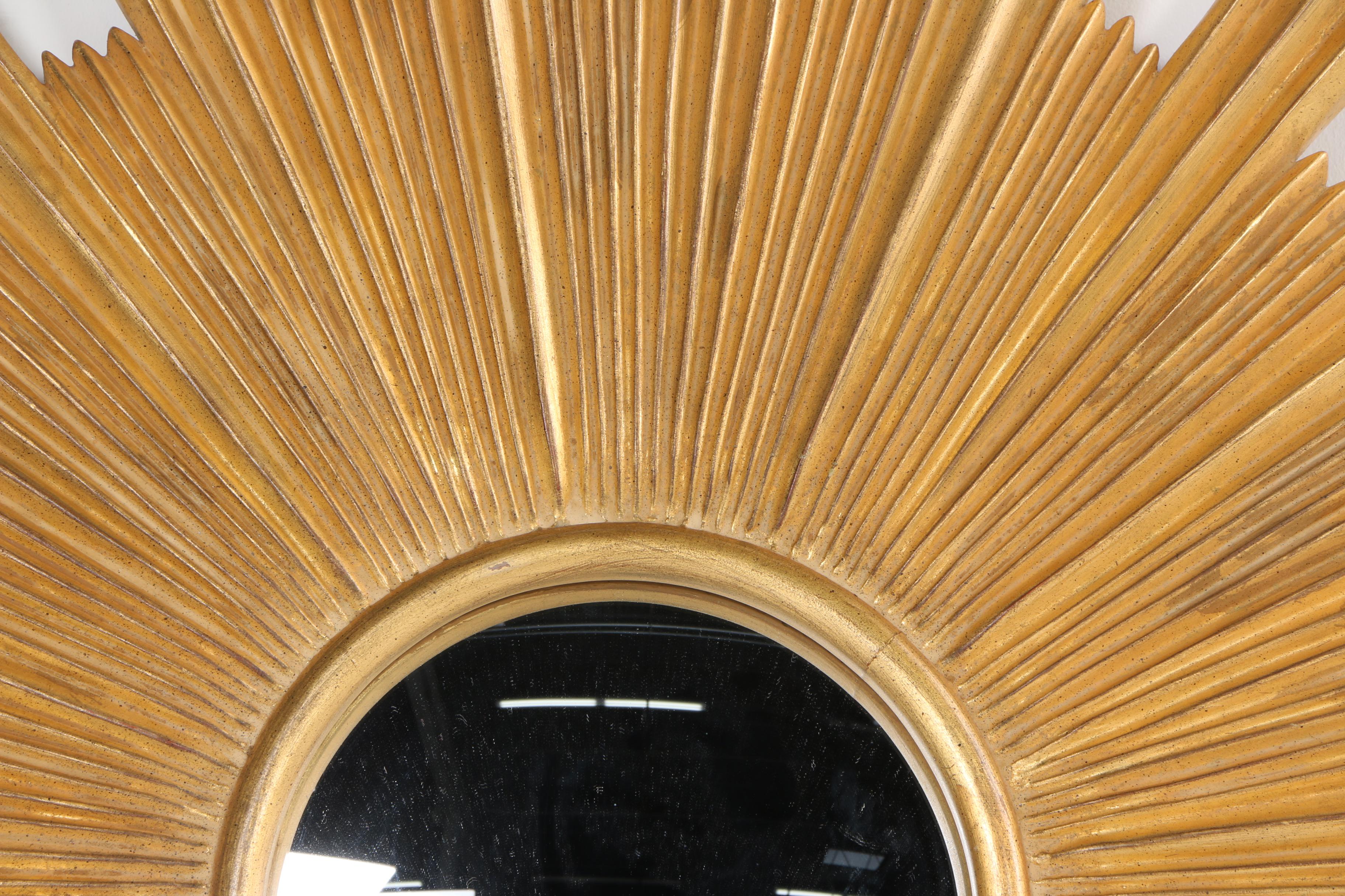 Sunburst Style Gold Leaf Framed Wall Mirror