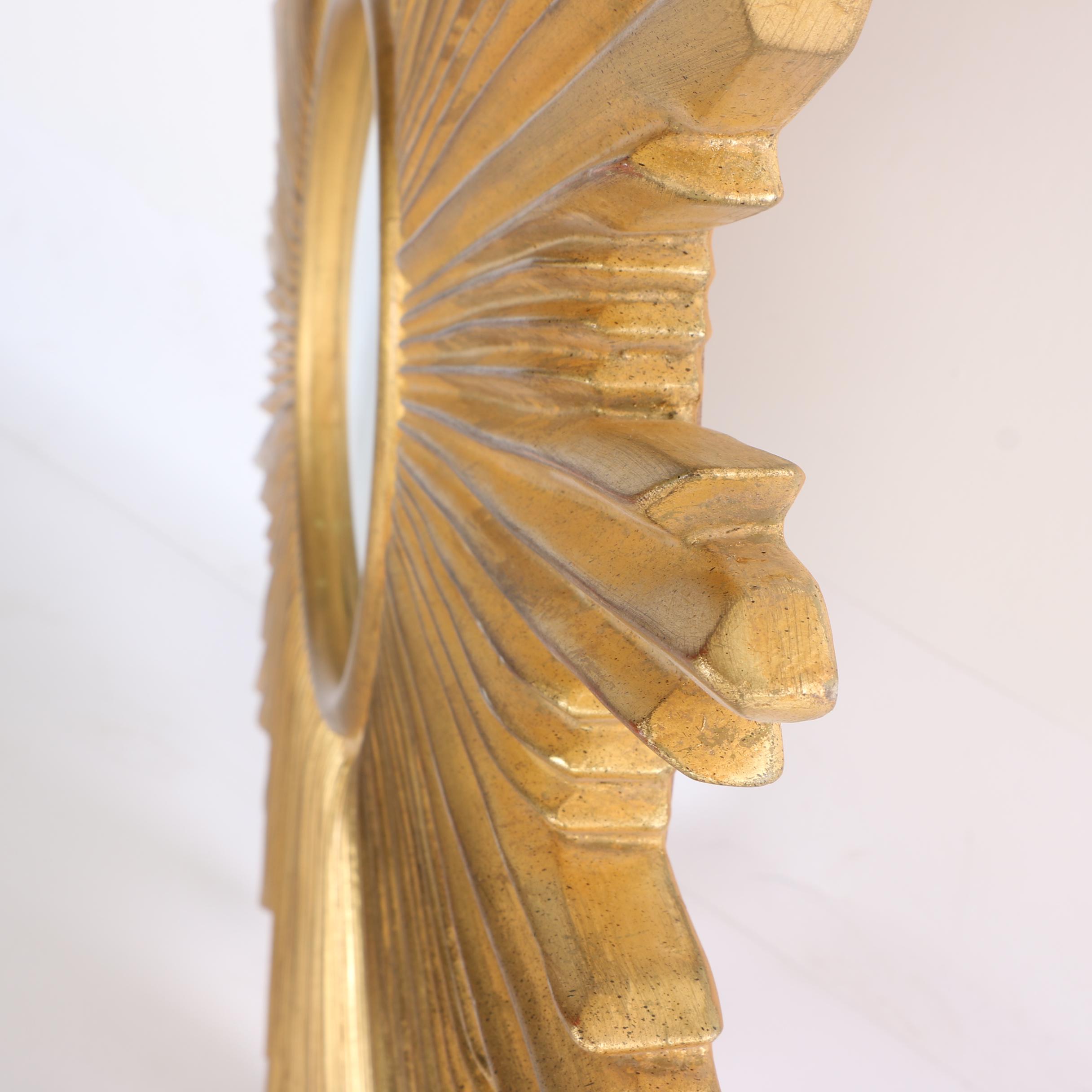 Sunburst Style Gold Leaf Framed Wall Mirror