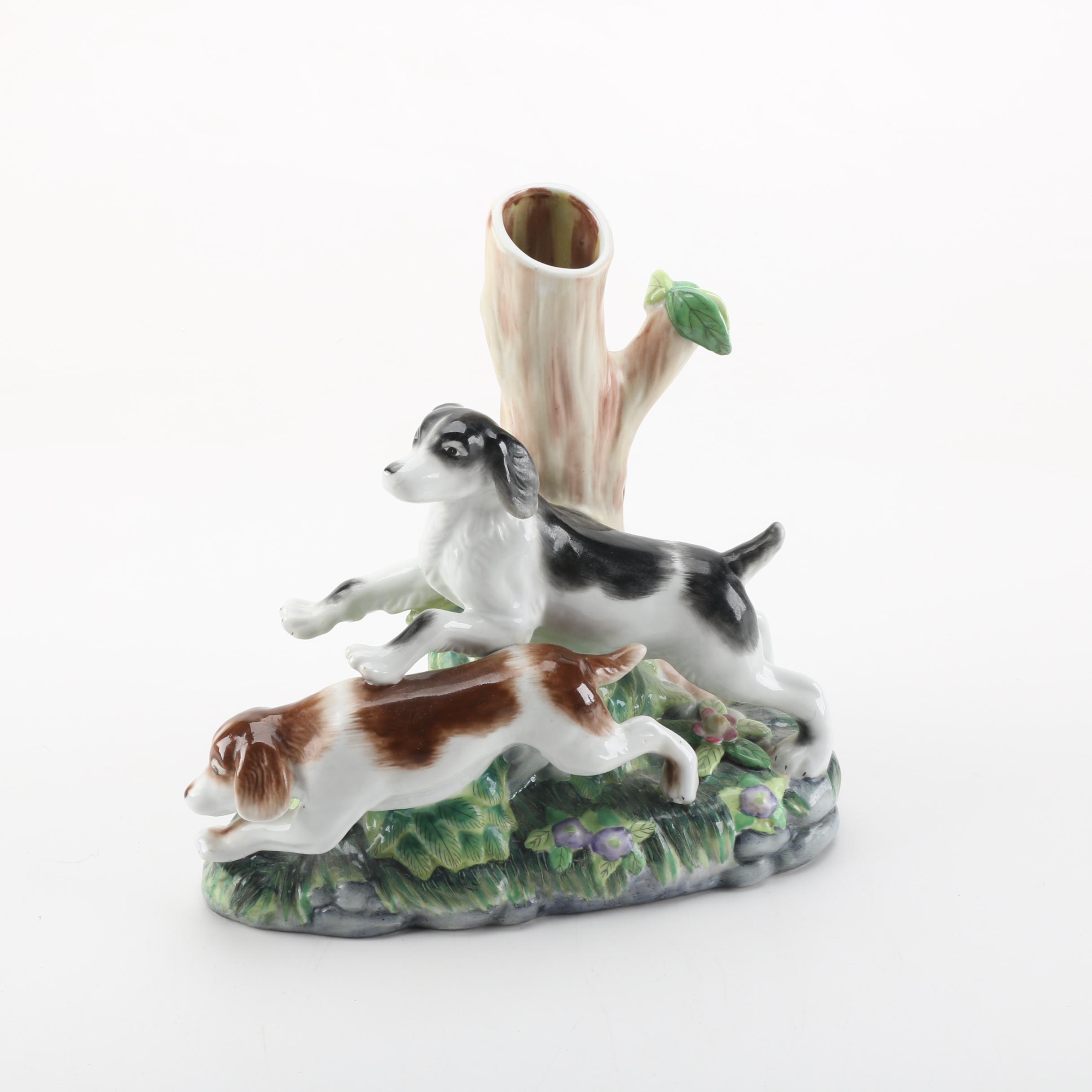 Vintage Hunting Dog Spill Vase