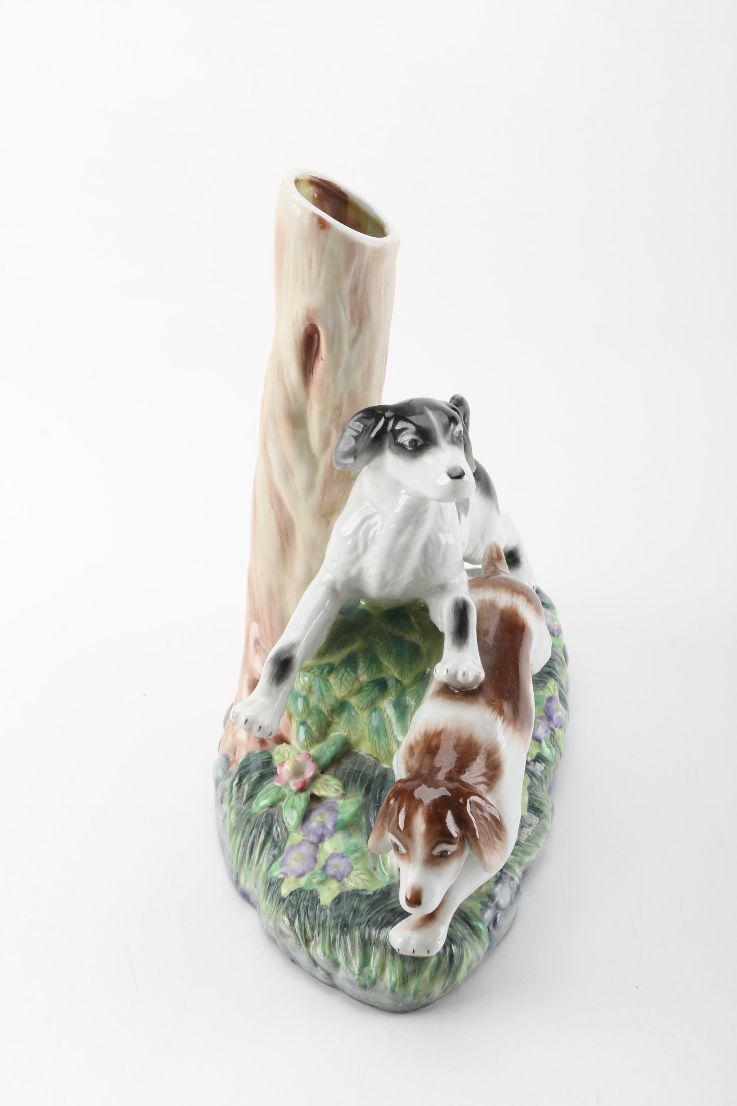 Vintage Hunting Dog Spill Vase