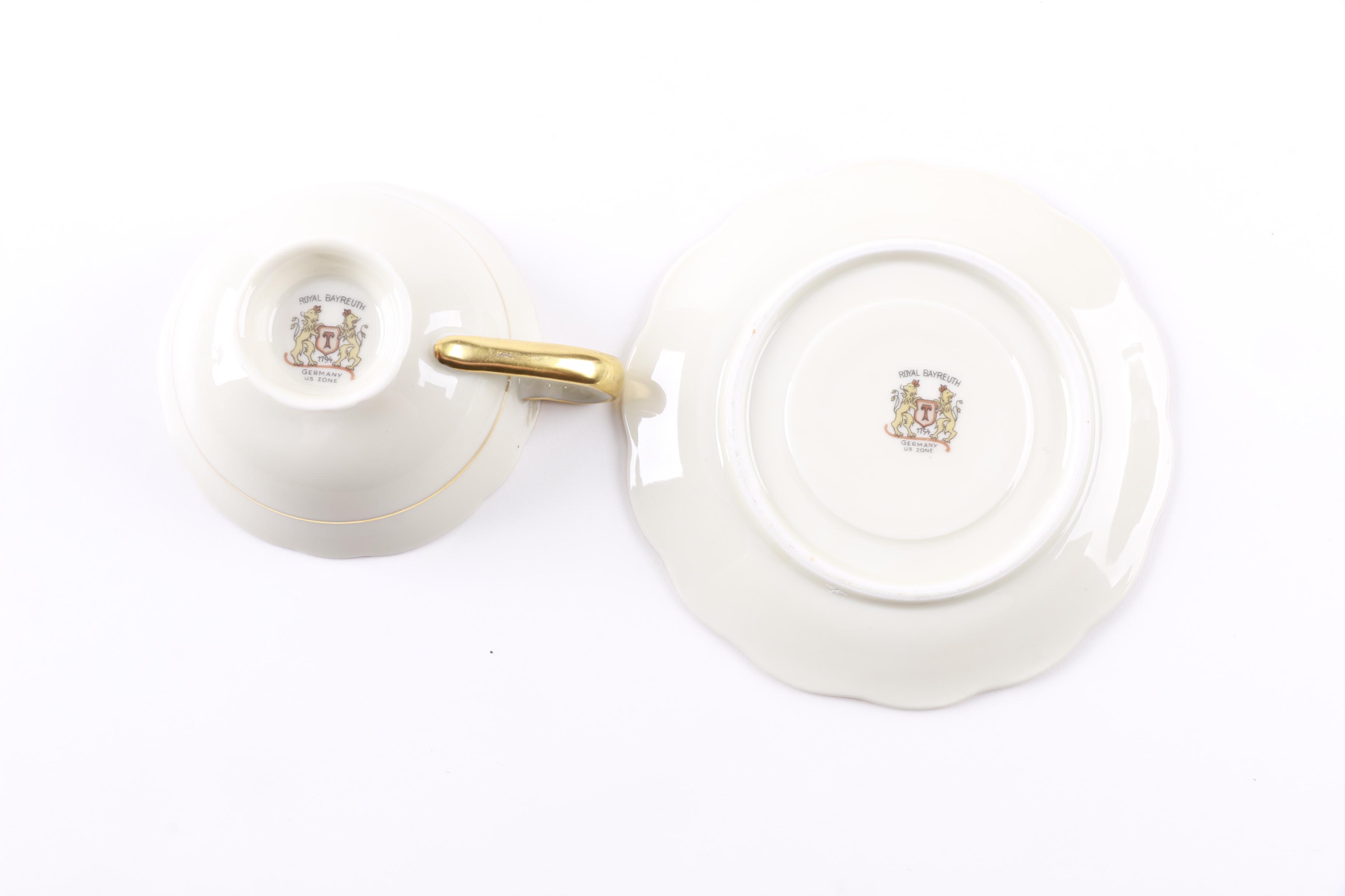 China Teacup and Saucer Sets Including Royal Bayreuth