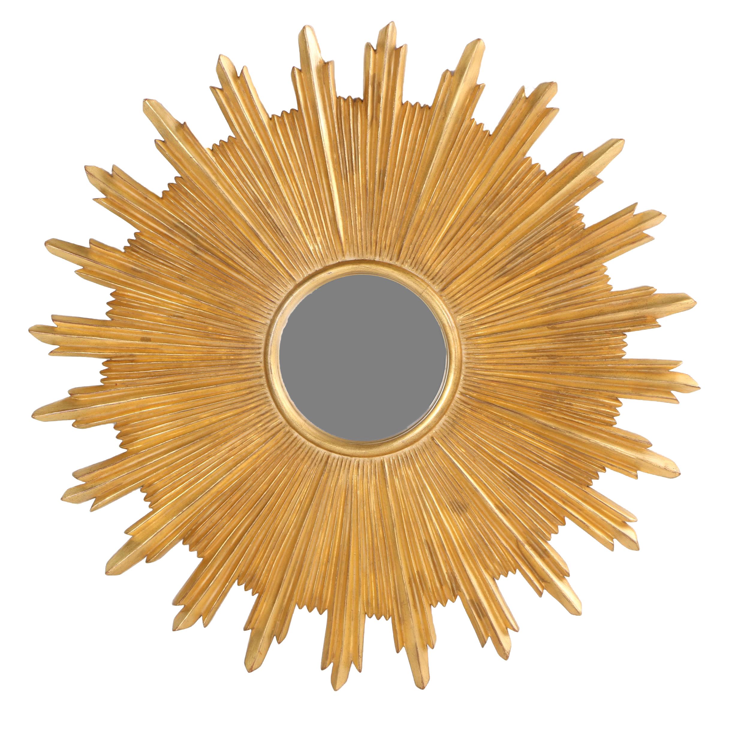 Sunburst Style Gold Leaf Framed Wall Mirror