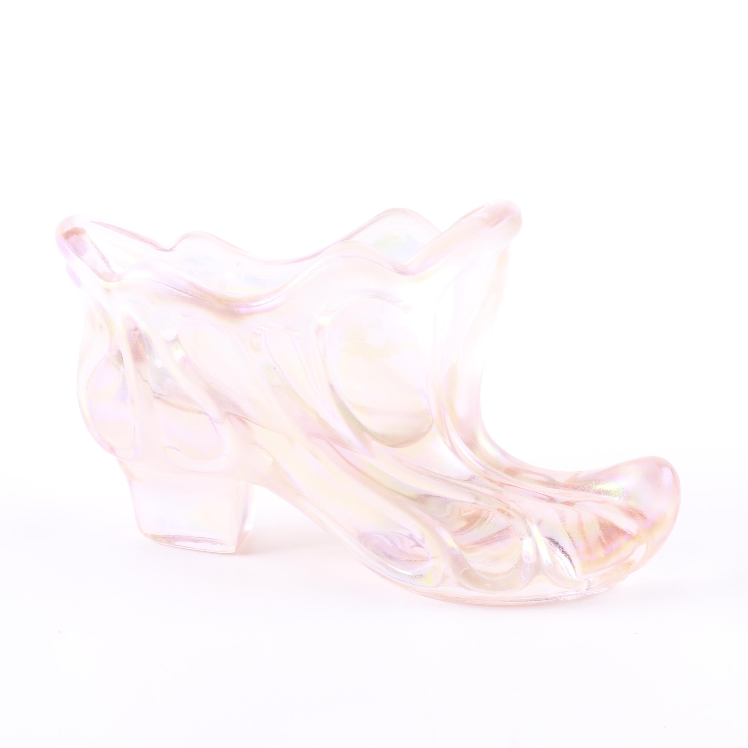 Fenton Pressed Opalescent Carnival Glass Shoe