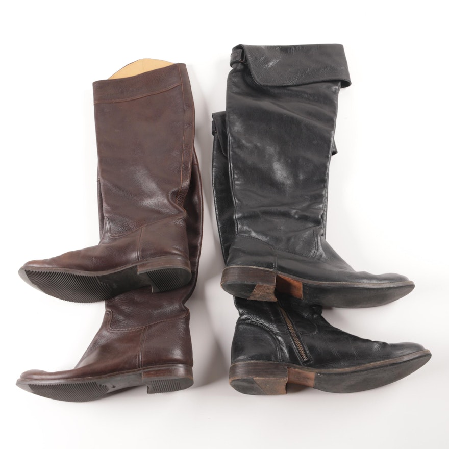 Two Pairs of Leather Boots Including Frye
