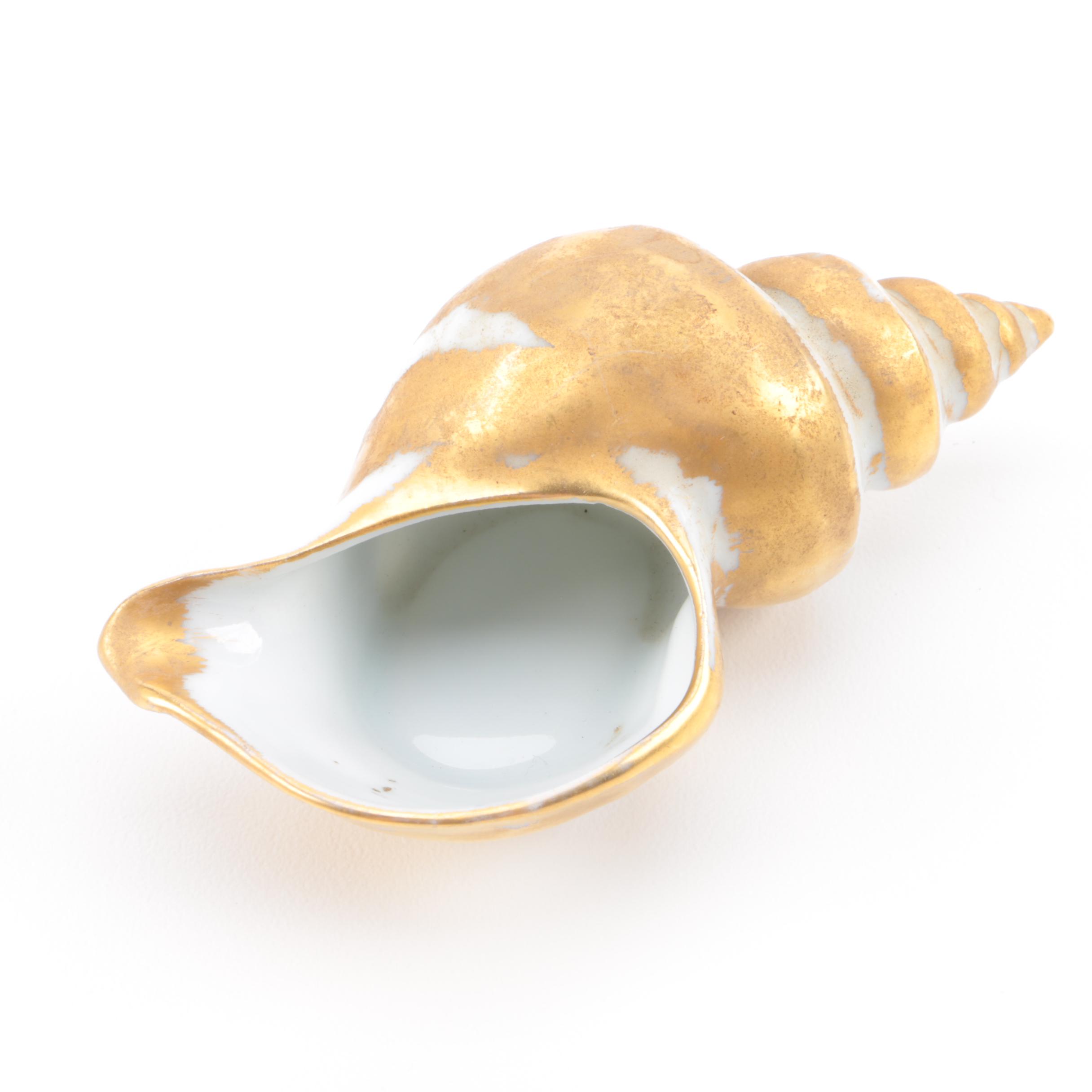 Gold-Tone Limoges Seashell
