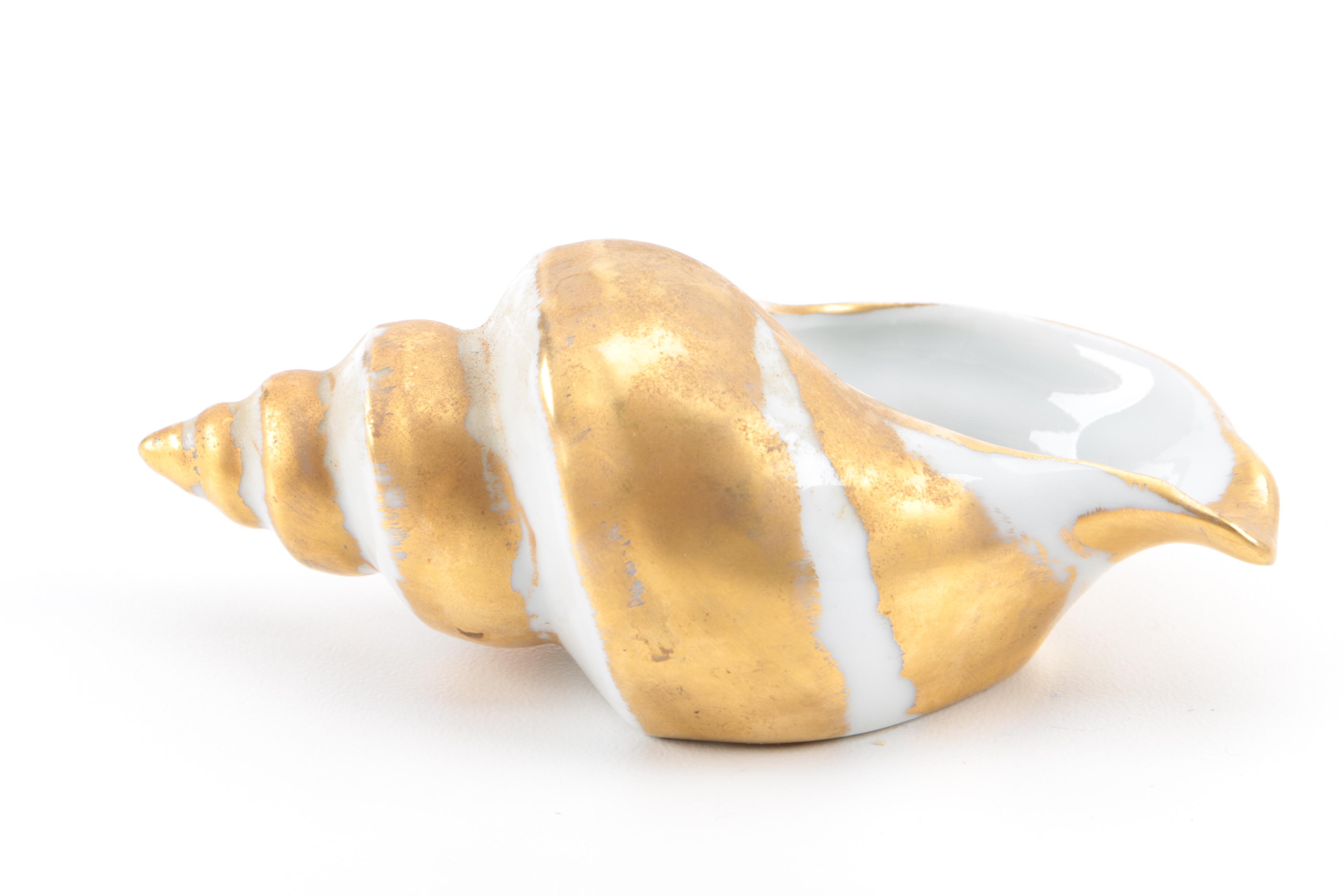 Gold-Tone Limoges Seashell