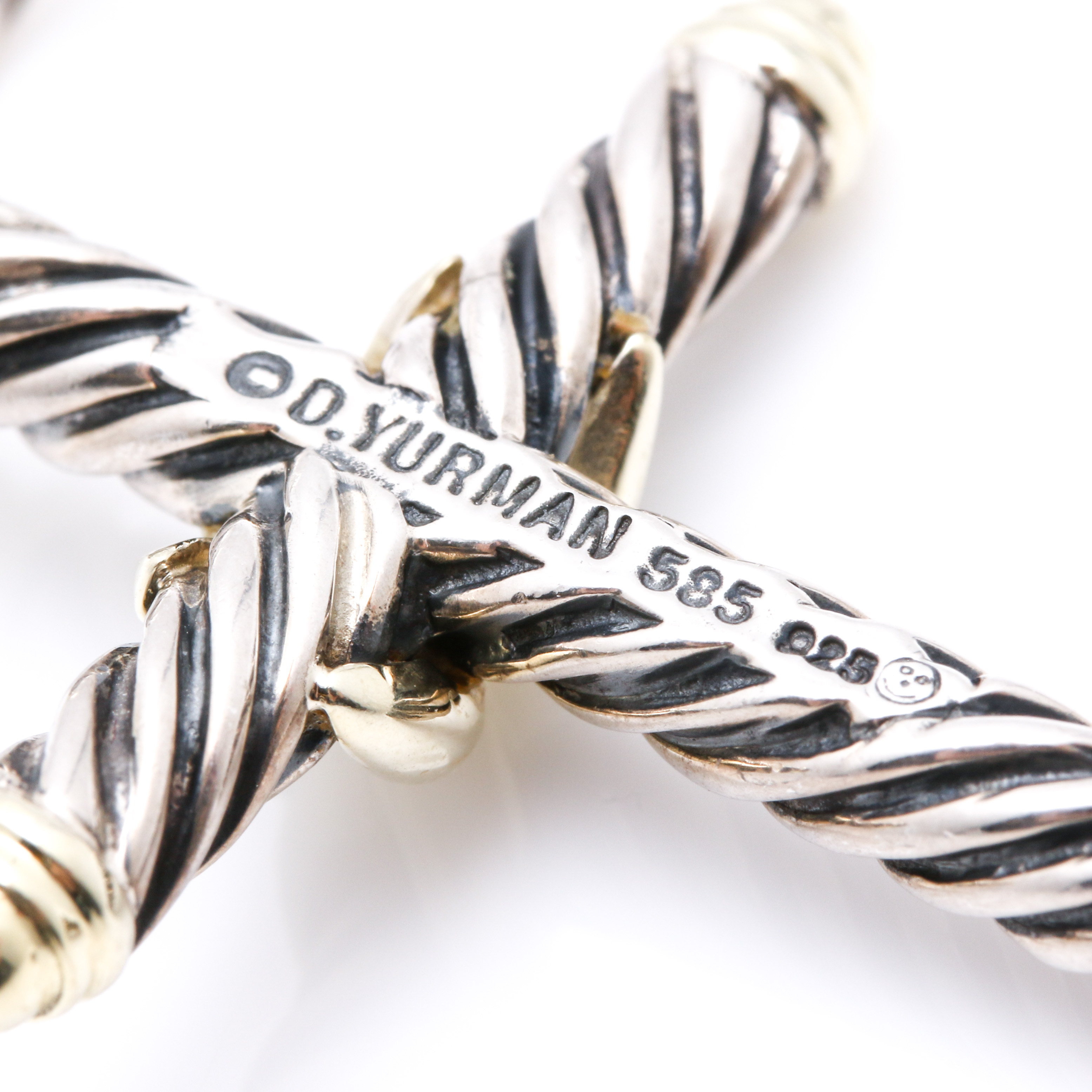 David Yurman 14K Yellow Gold and Sterling Silver Cable Cross Pendant