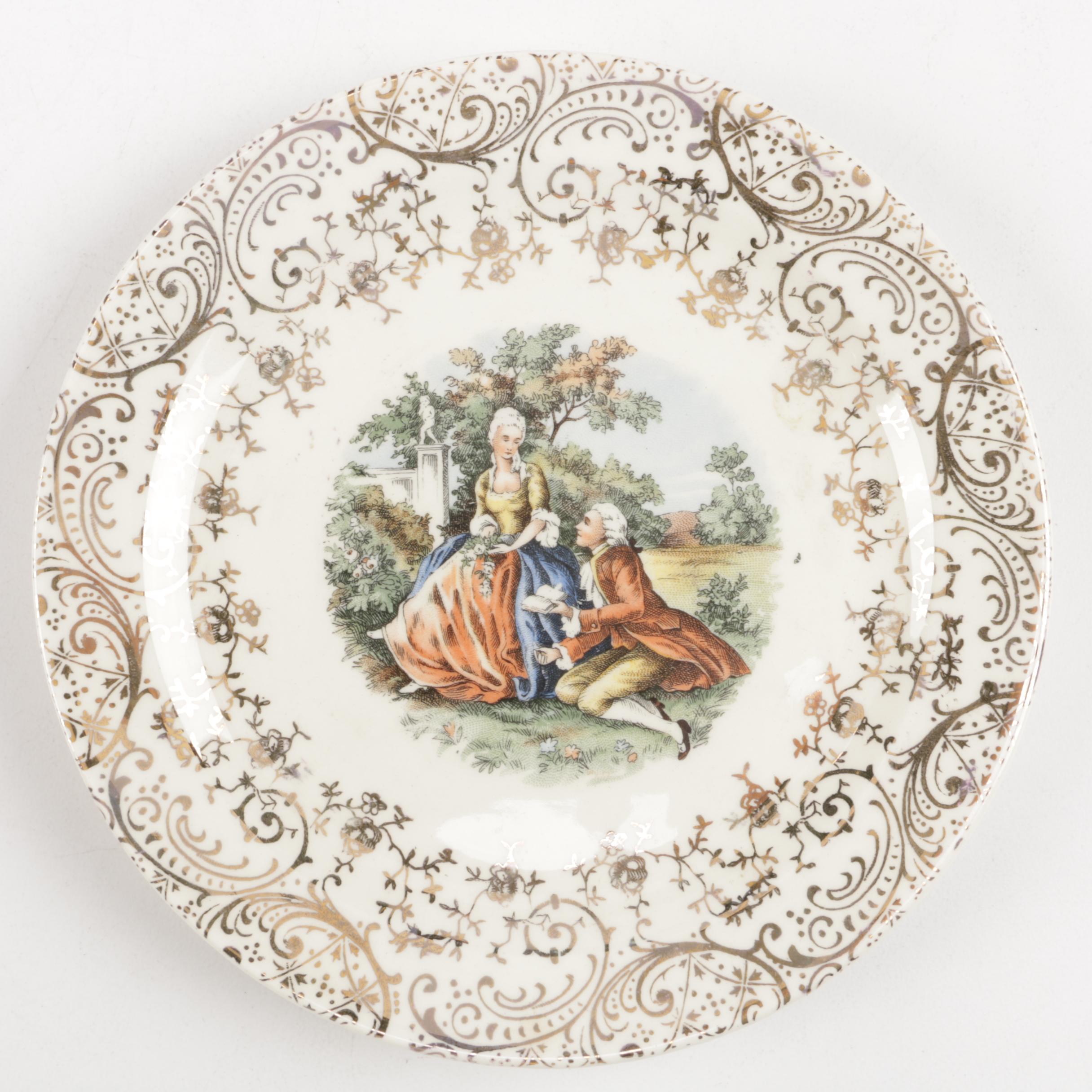 Vintage Hampton Romantic Porcelain Dessert Plates and Pie Server