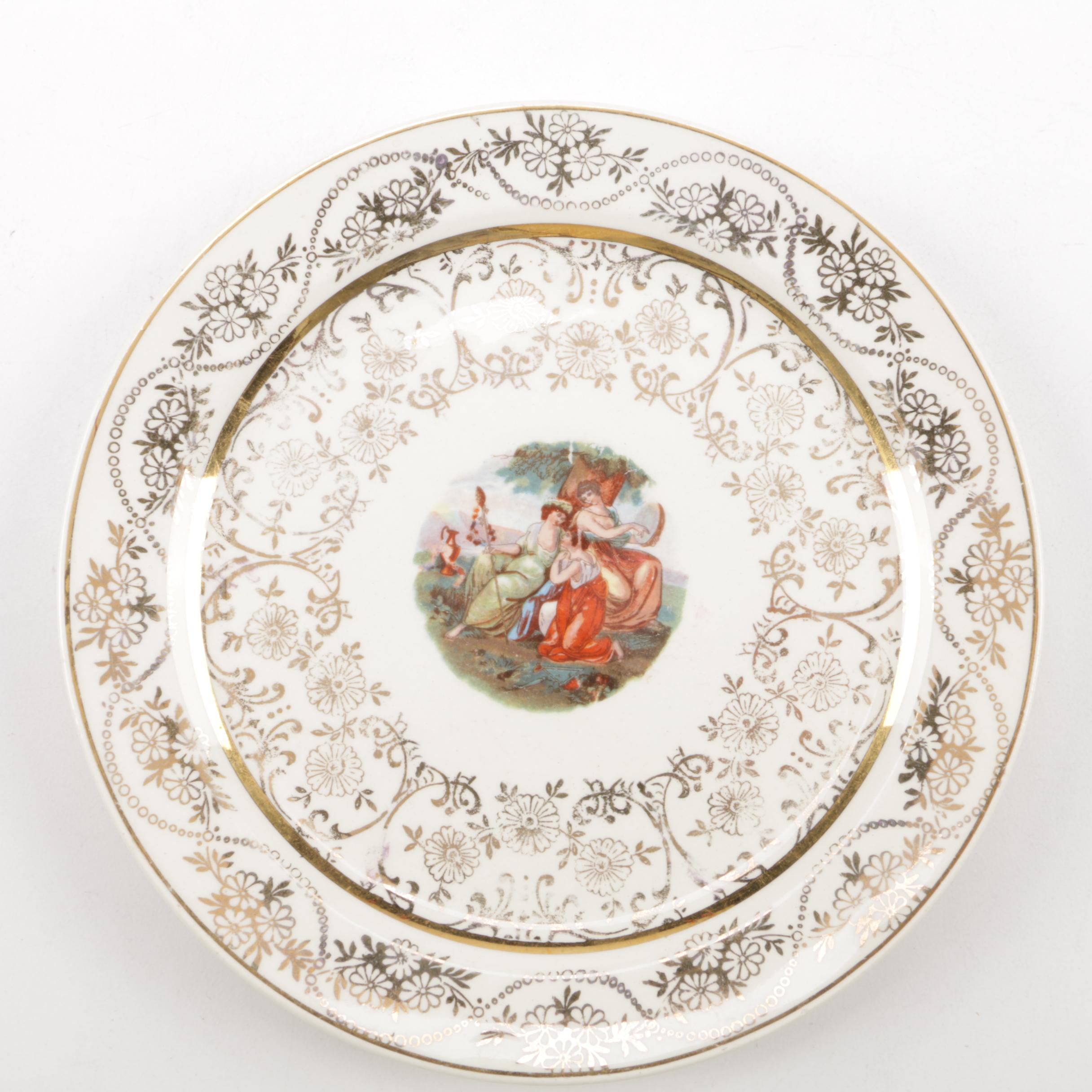 Vintage Hampton Romantic Porcelain Dessert Plates and Pie Server