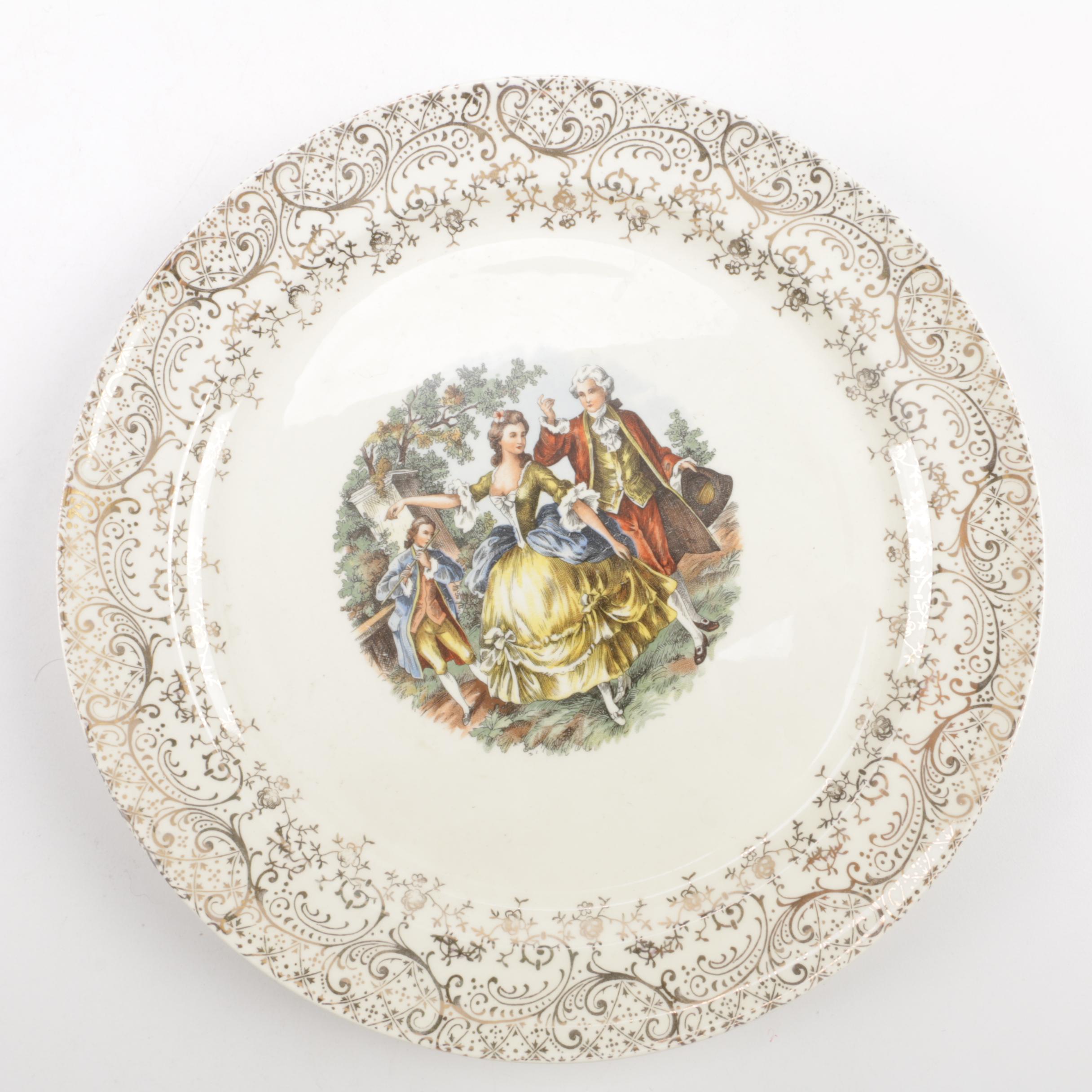 Vintage Hampton Romantic Porcelain Dessert Plates and Pie Server