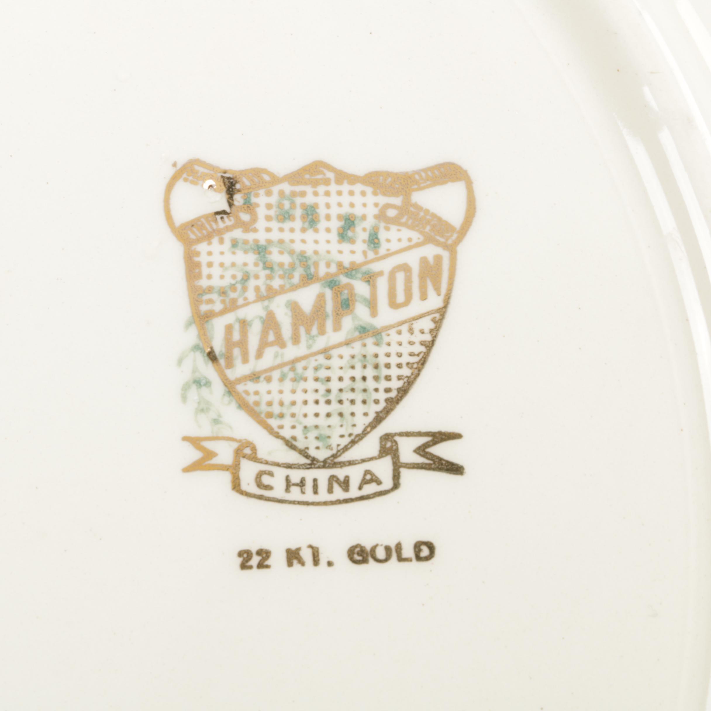 Vintage Hampton Romantic Porcelain Dessert Plates and Pie Server