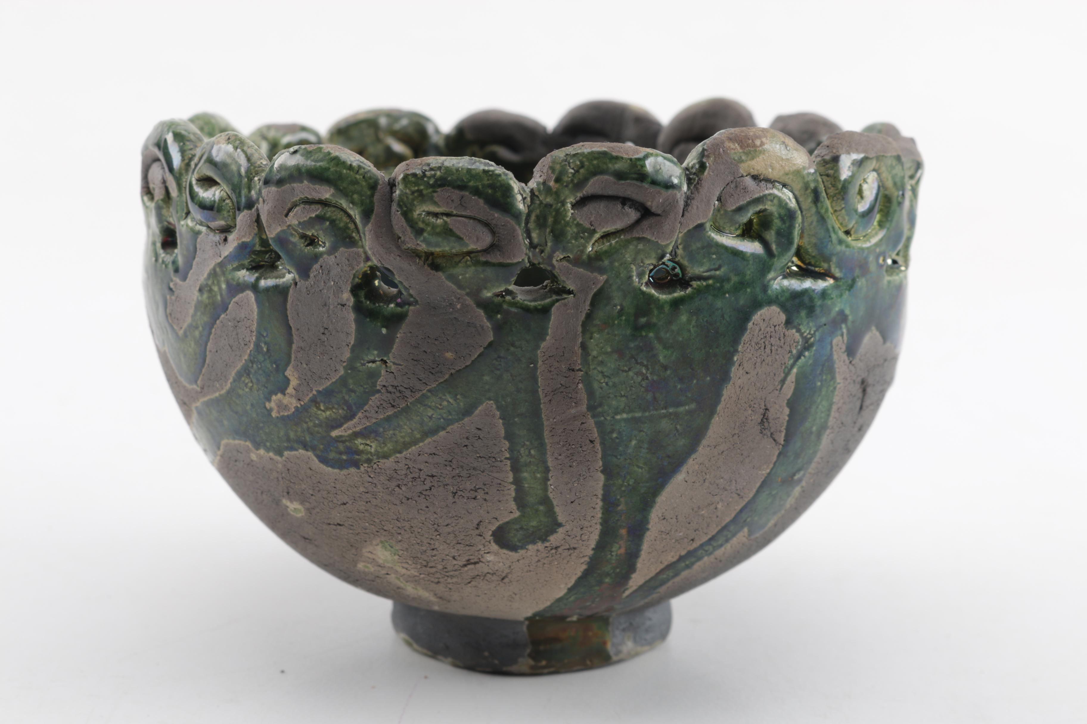 Handbuilt Raku FIred Stoneware Bowl