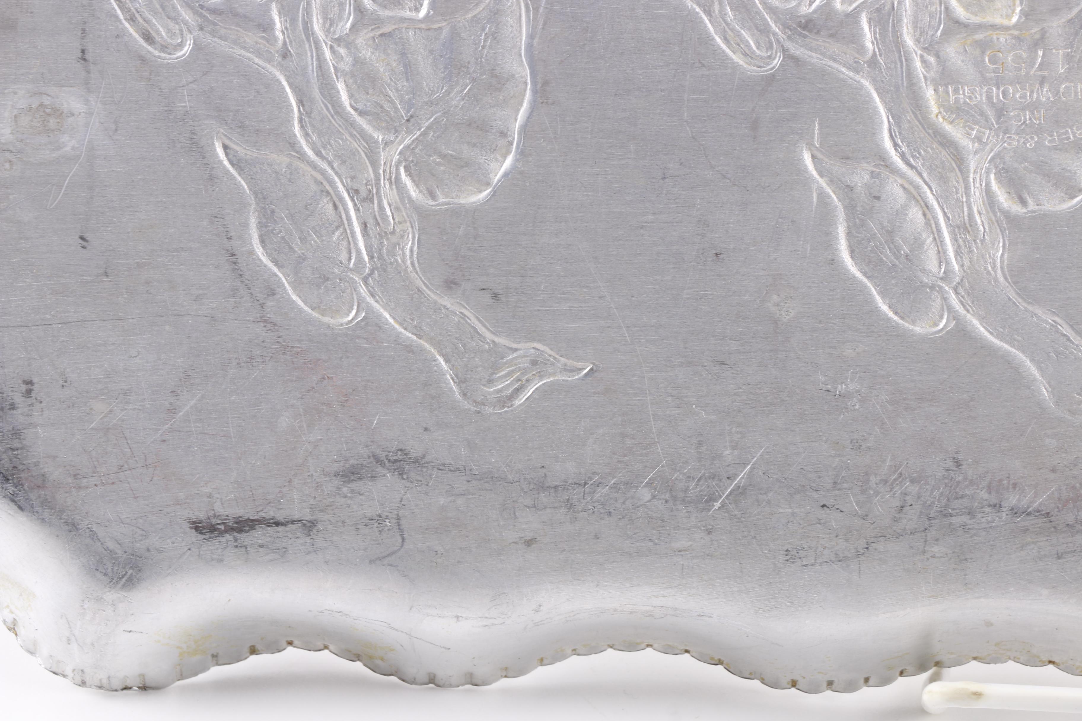 Vintage Aluminum Embossed Floral Serving Tray