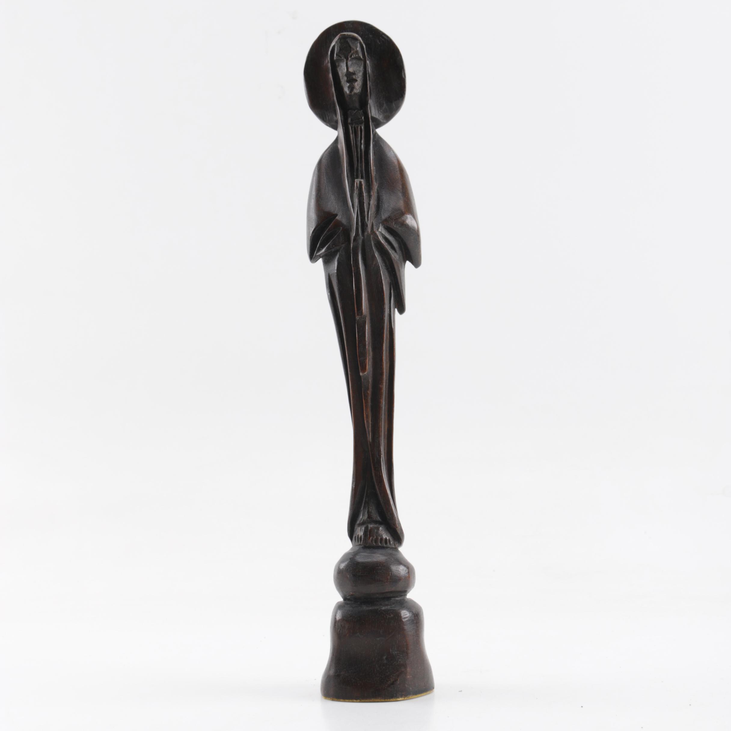 Carved Wooden Saint Figurine