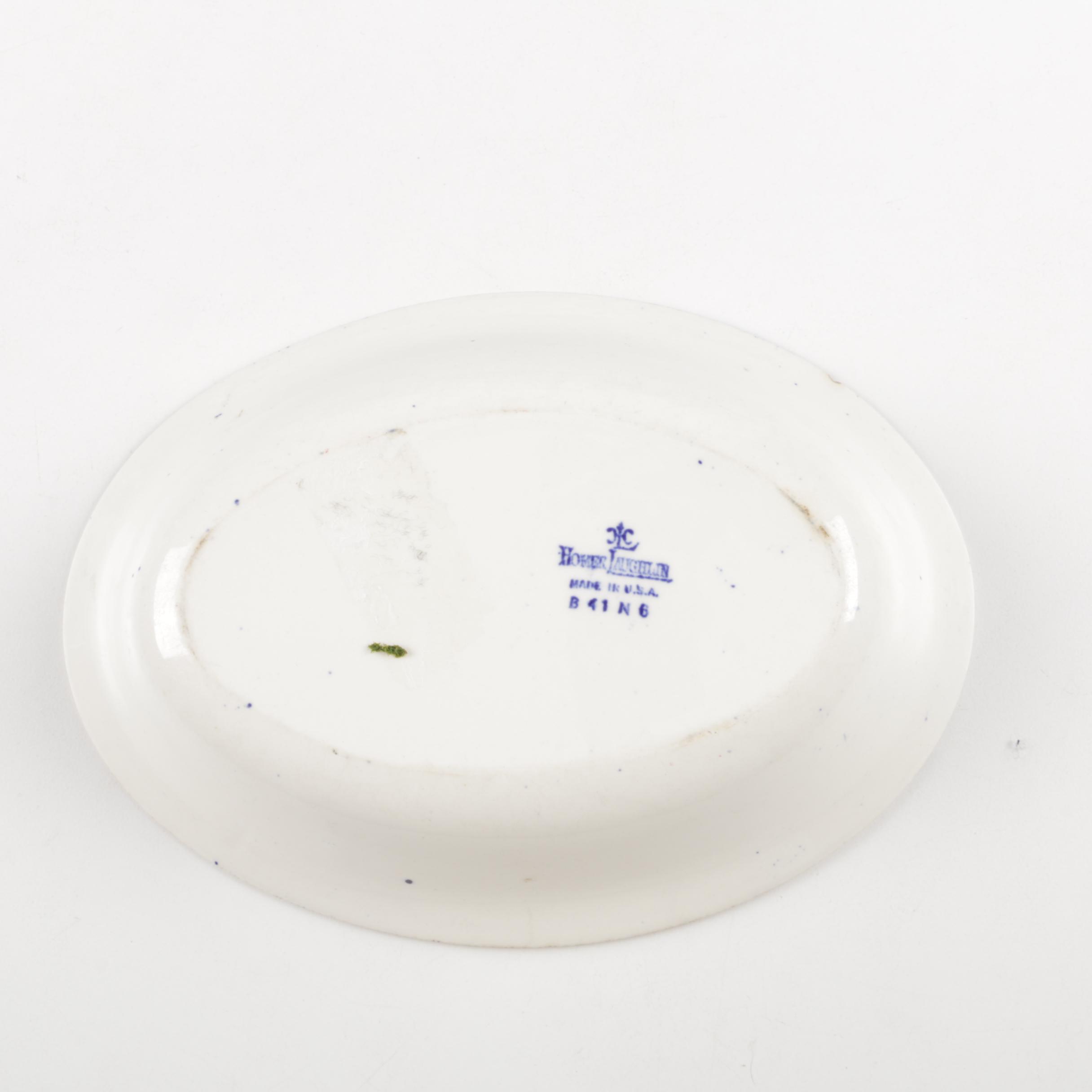 Vintage Blue and White Tranfer Printed Serveware Including Homer Laughlin