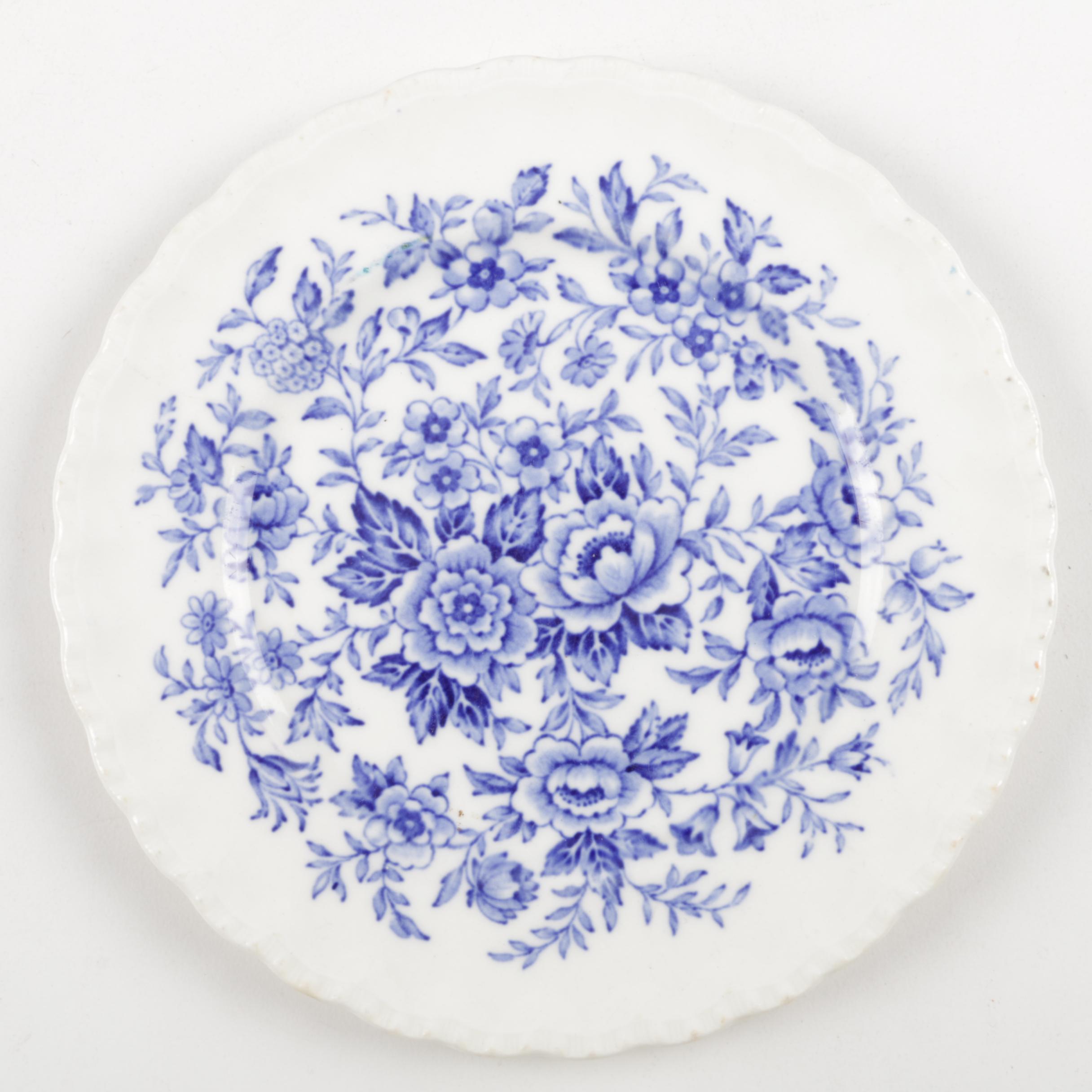 Vintage Blue and White Tranfer Printed Serveware Including Homer Laughlin