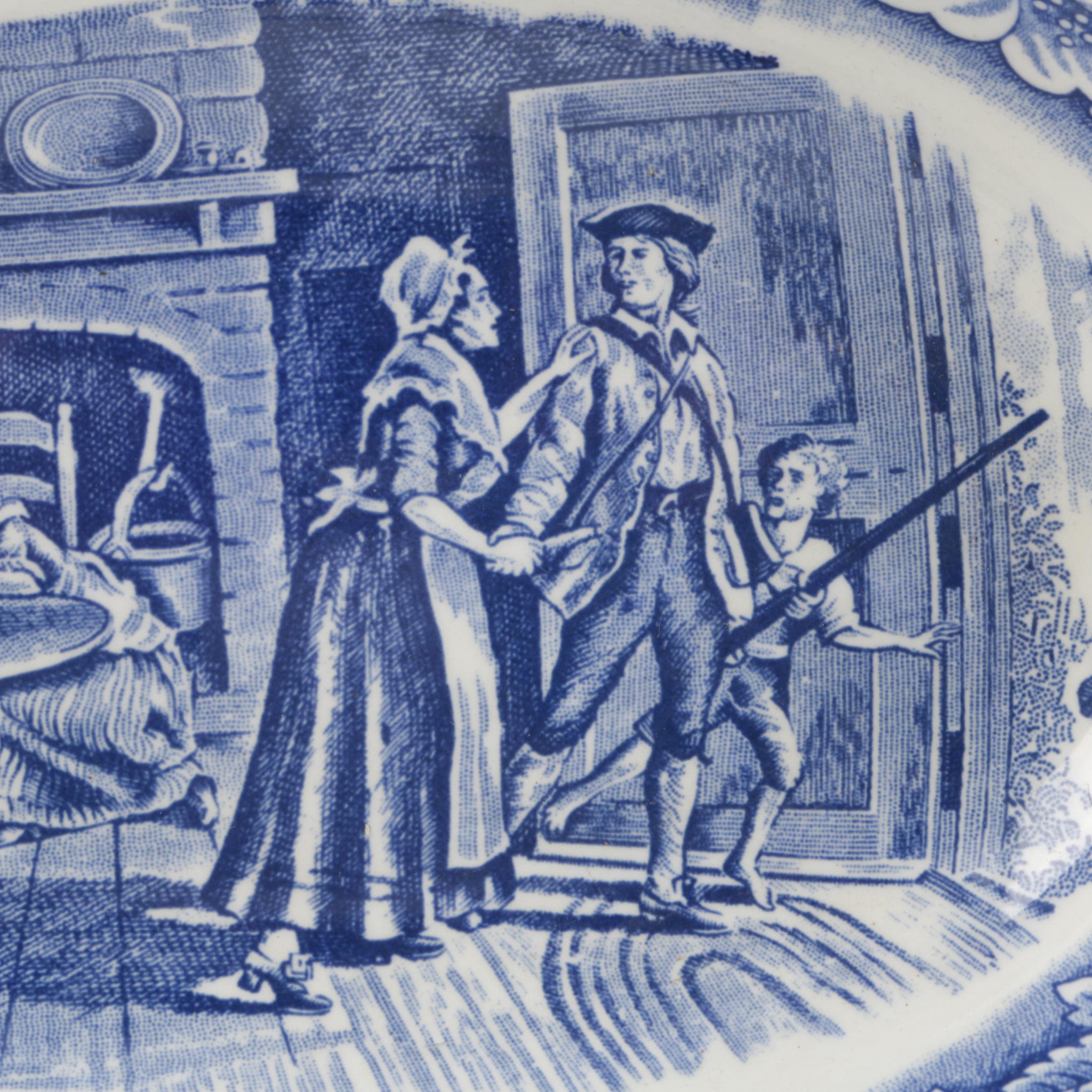 Vintage Blue and White Tranfer Printed Serveware Including Homer Laughlin