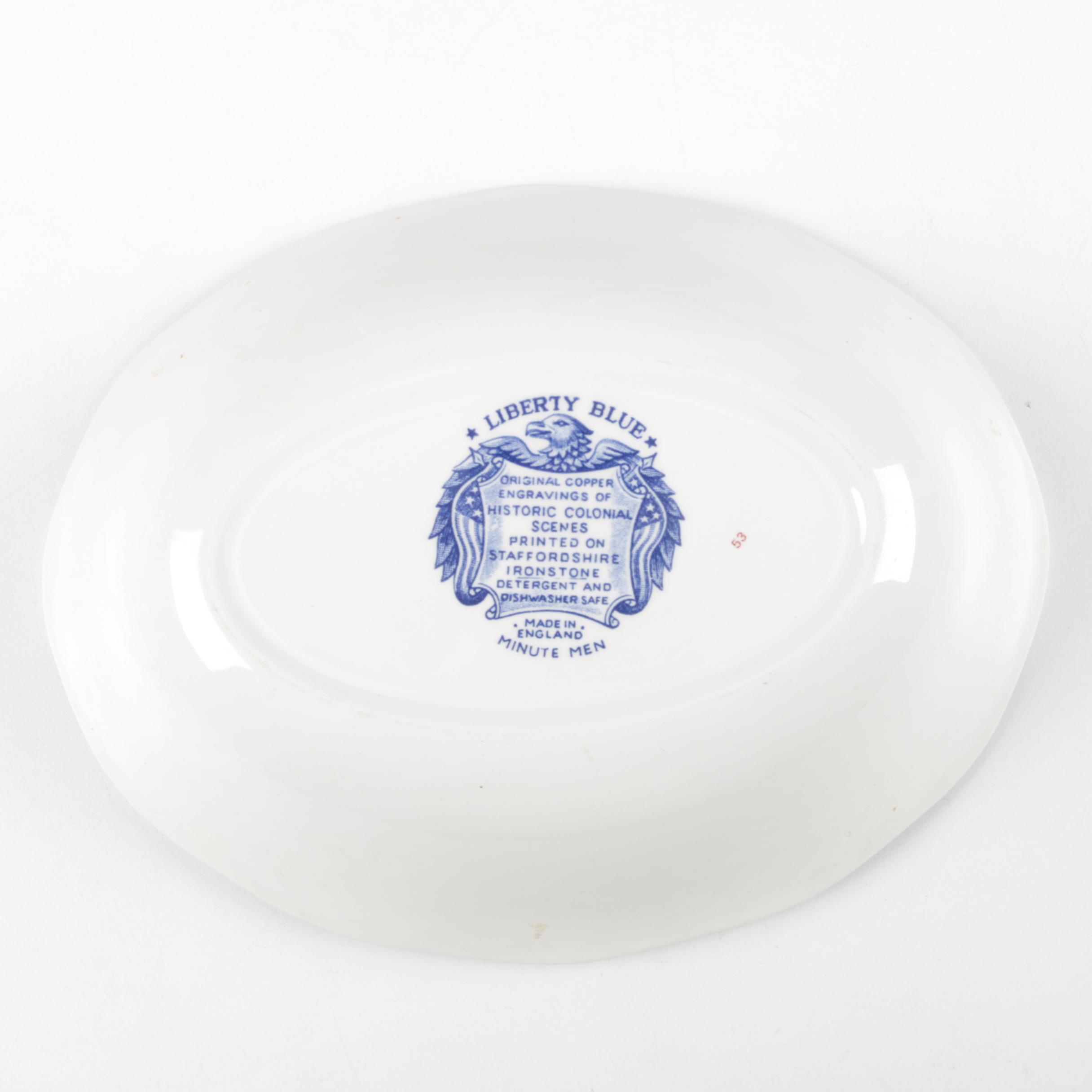 Vintage Blue and White Tranfer Printed Serveware Including Homer Laughlin