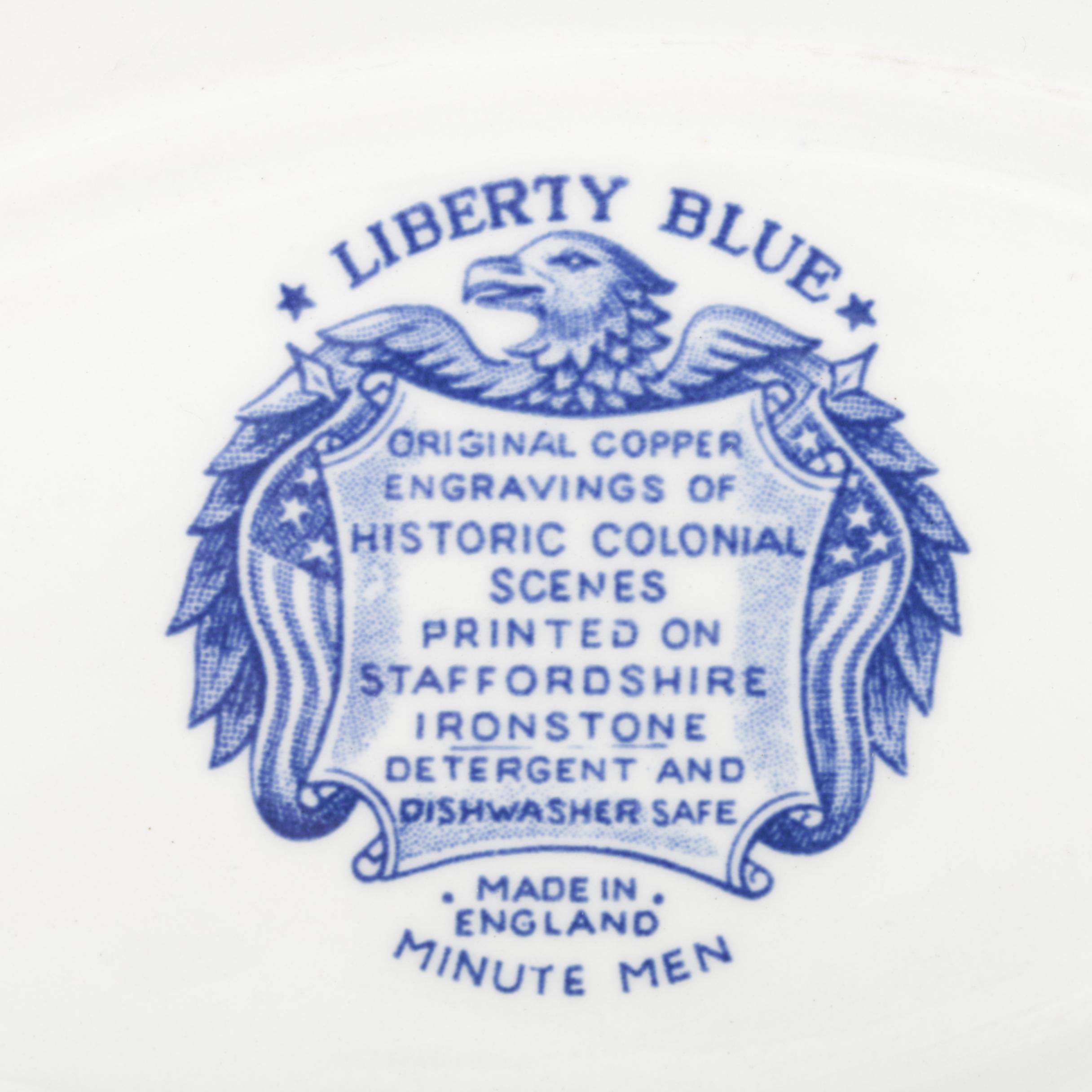 Vintage Blue and White Tranfer Printed Serveware Including Homer Laughlin