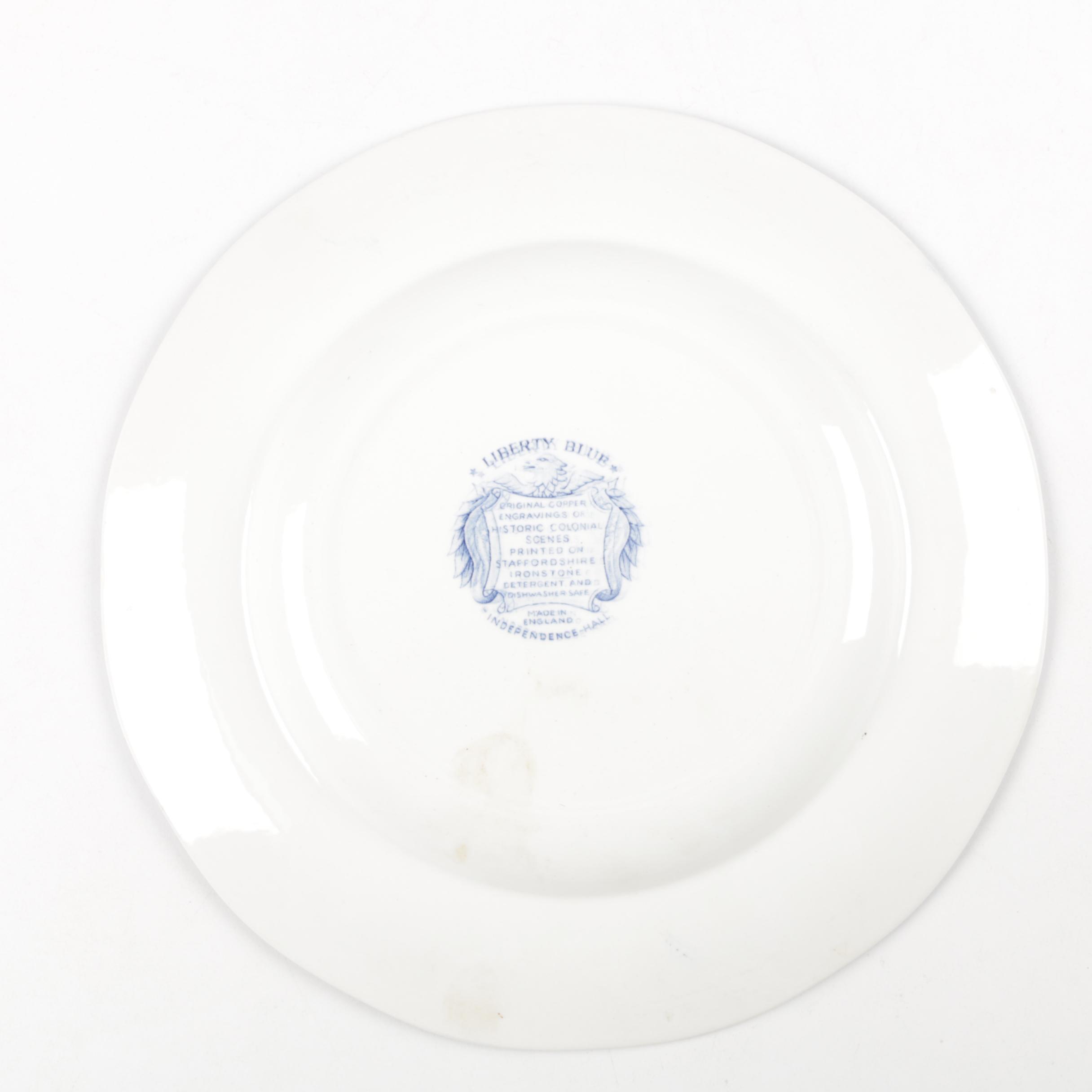 Vintage Blue and White Tranfer Printed Serveware Including Homer Laughlin