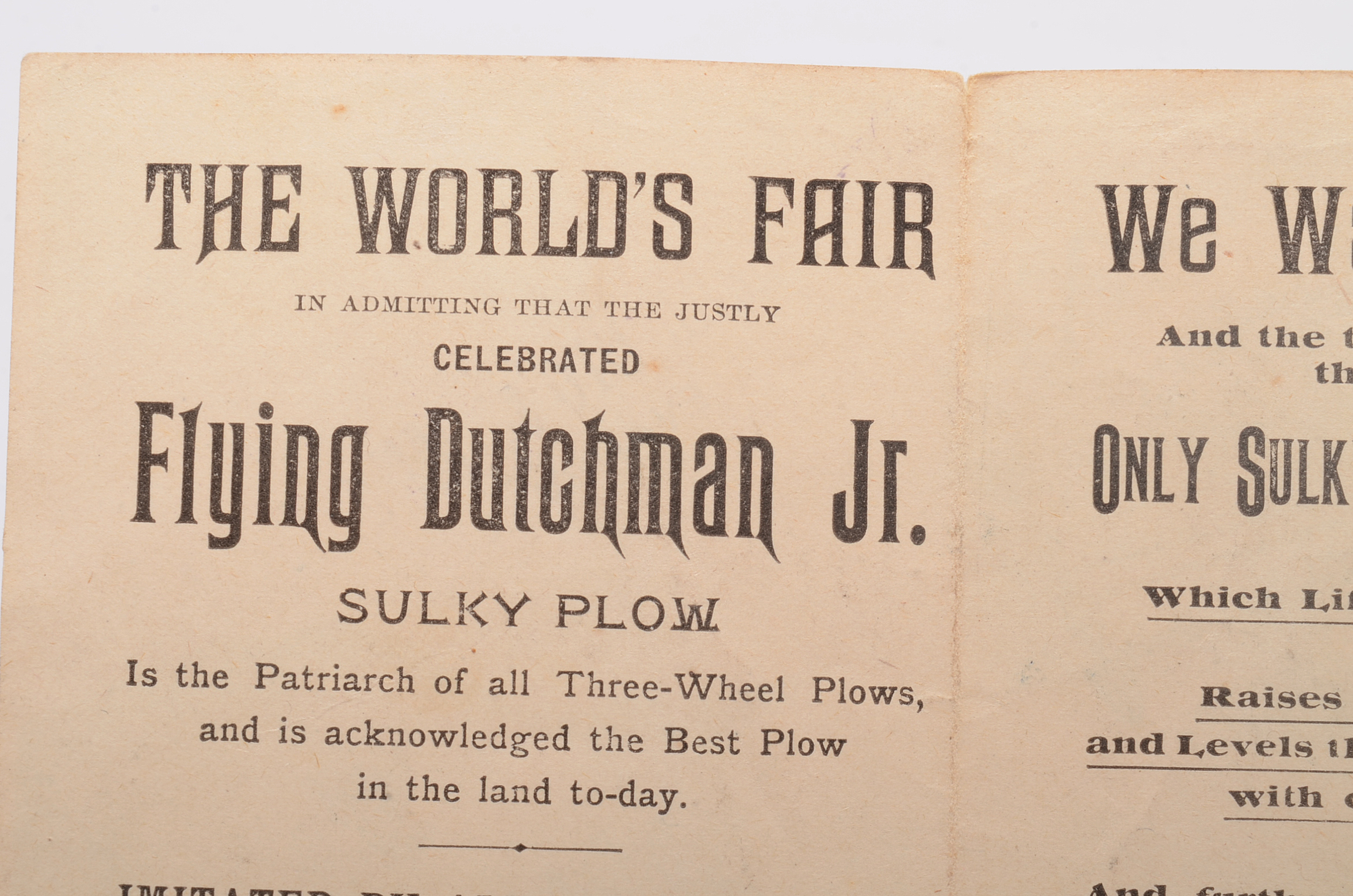 Antique Tri-fold advertising for the Molina Plow Company