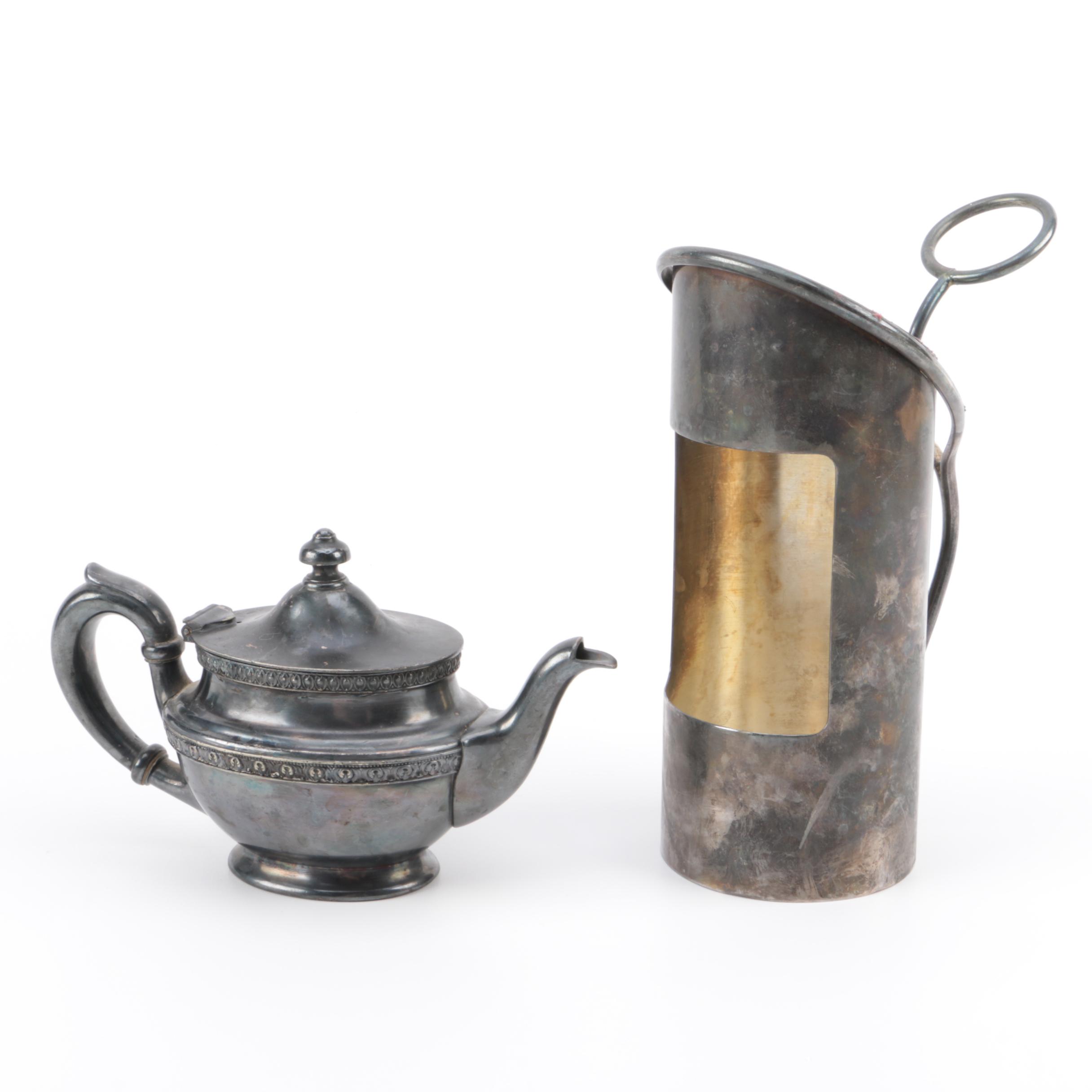 R. Wallace Silver Plate Teapot with Wine Cradle