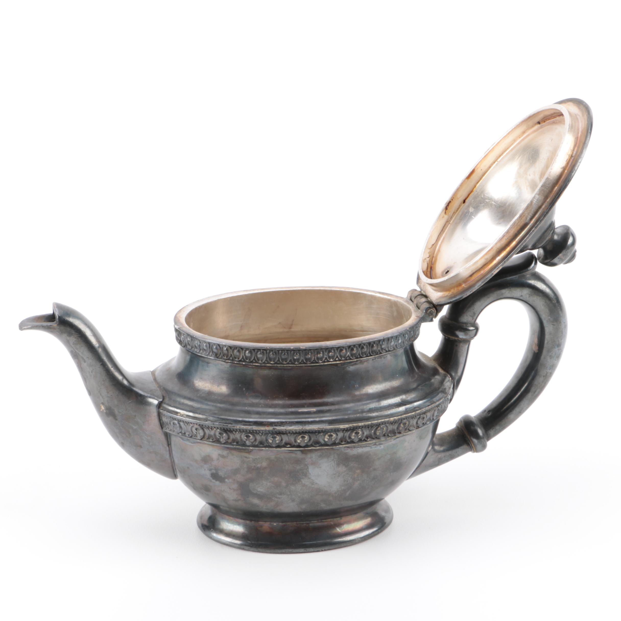 R. Wallace Silver Plate Teapot with Wine Cradle