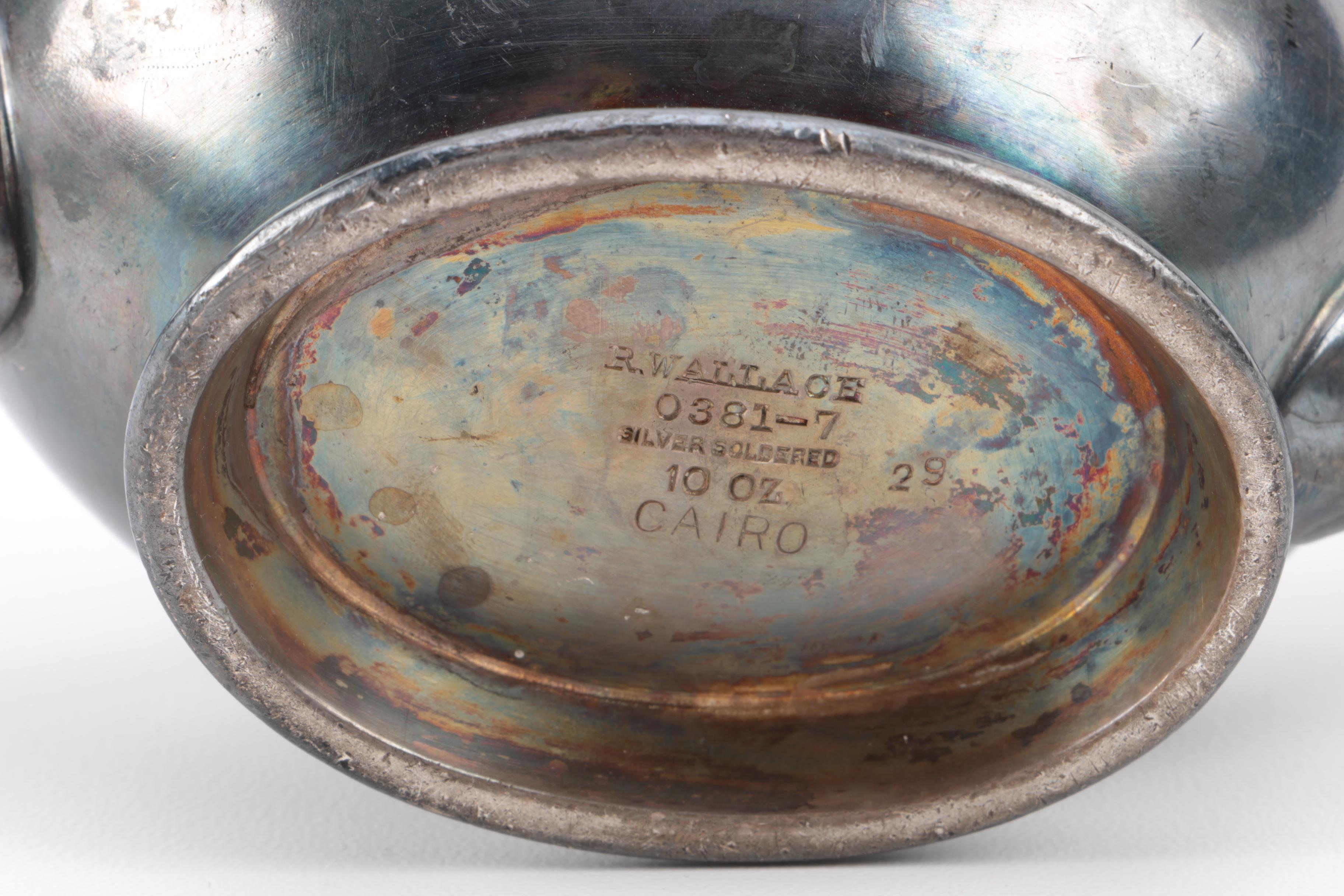 R. Wallace Silver Plate Teapot with Wine Cradle