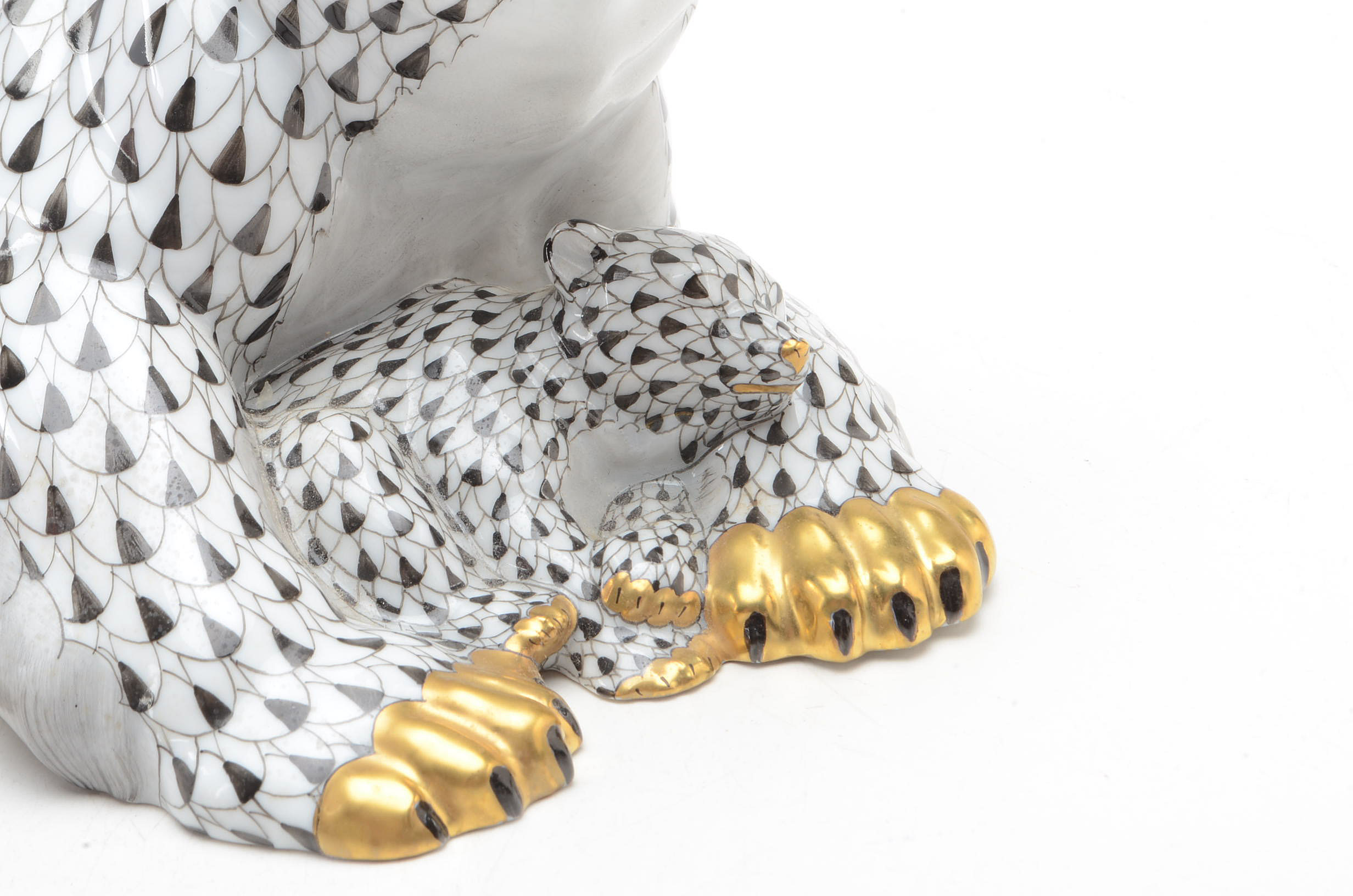 Herend Porcelain Polar Bear and Cub Figurine