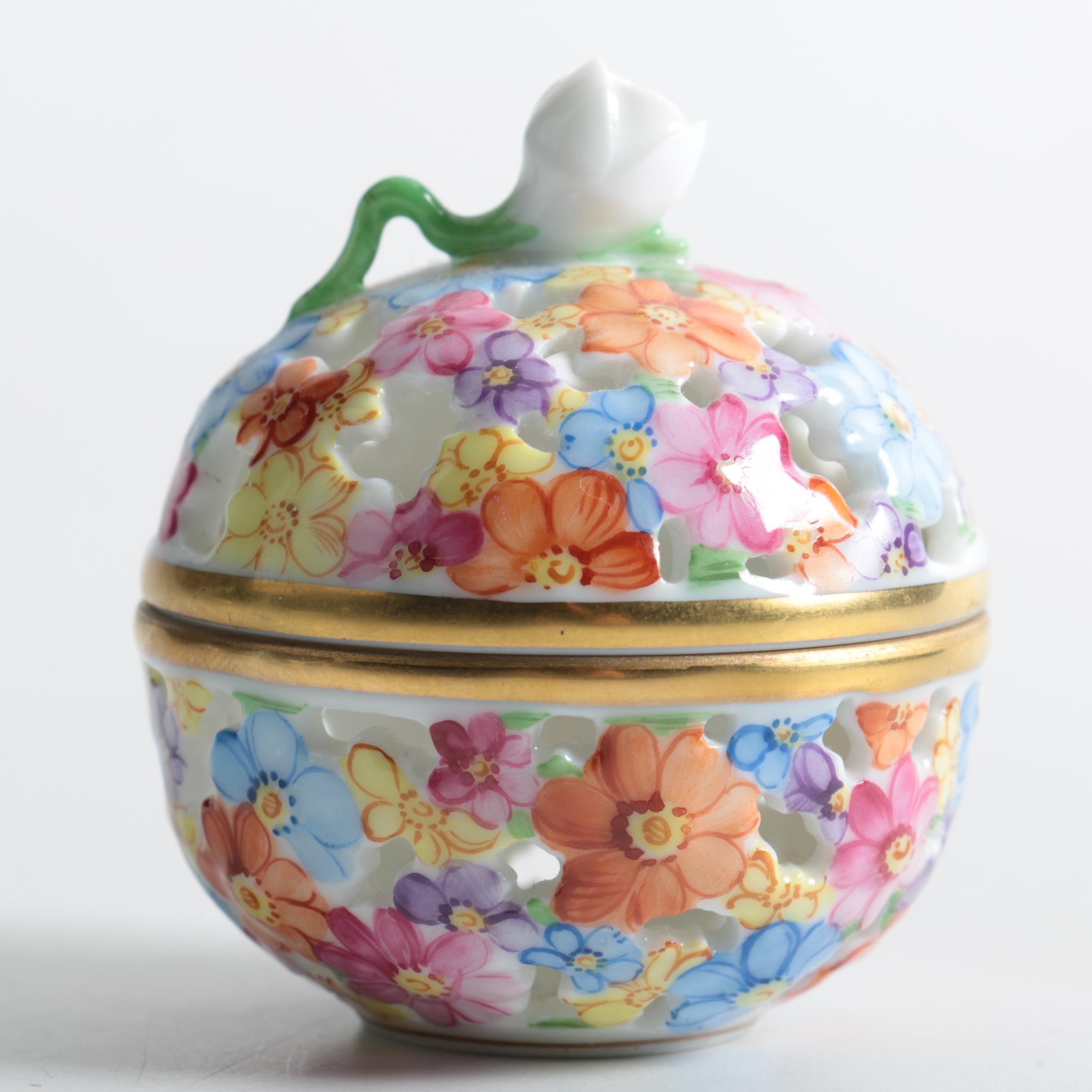 Herend Reticulated Porcelain Trinket Box