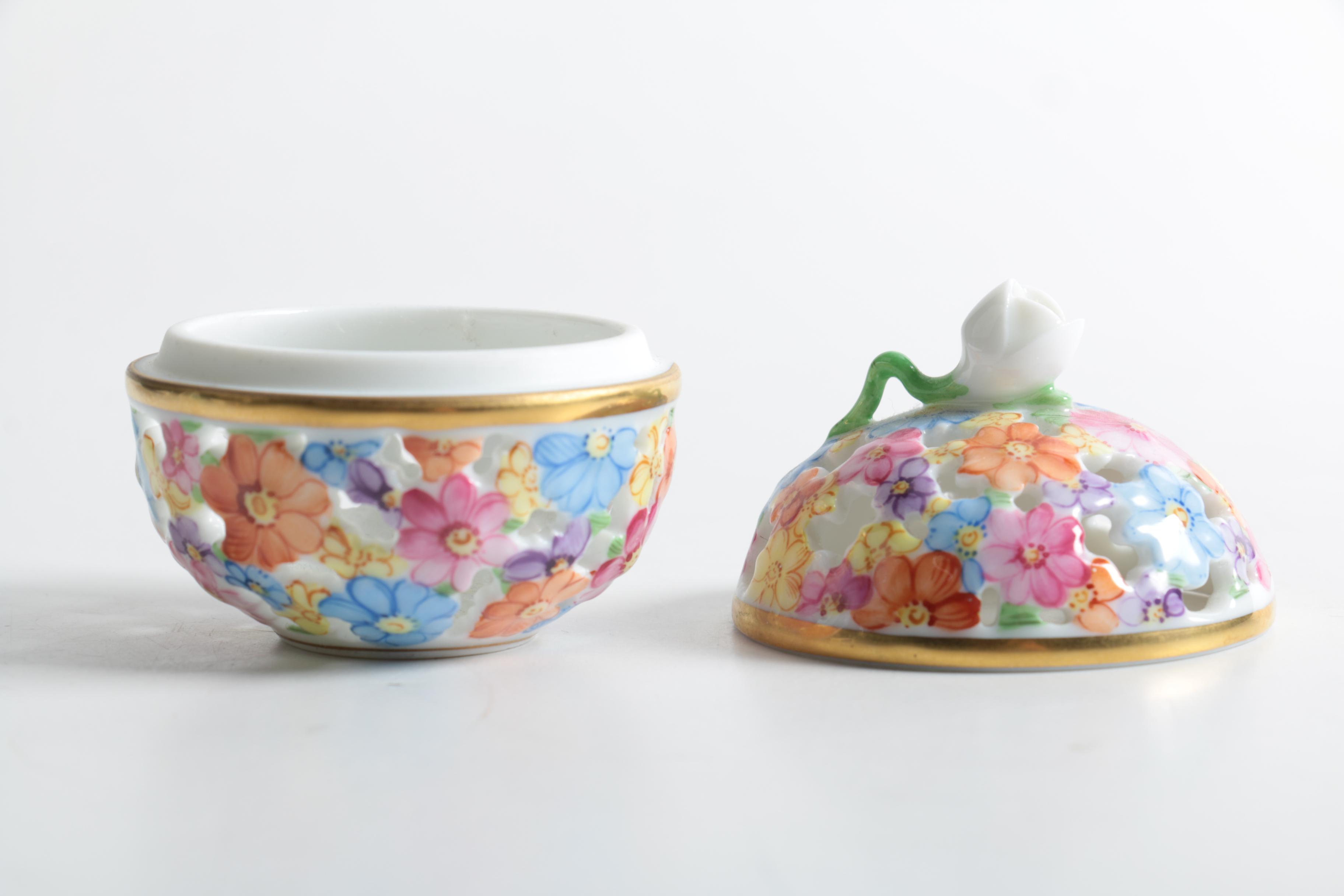 Herend Reticulated Porcelain Trinket Box