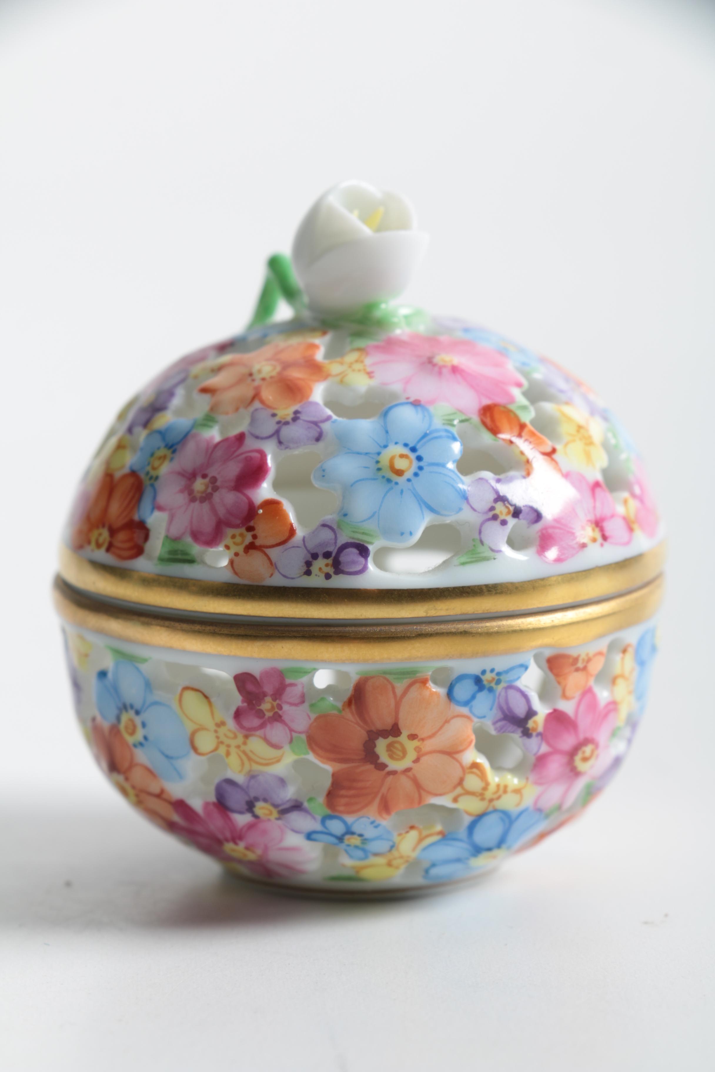 Herend Reticulated Porcelain Trinket Box